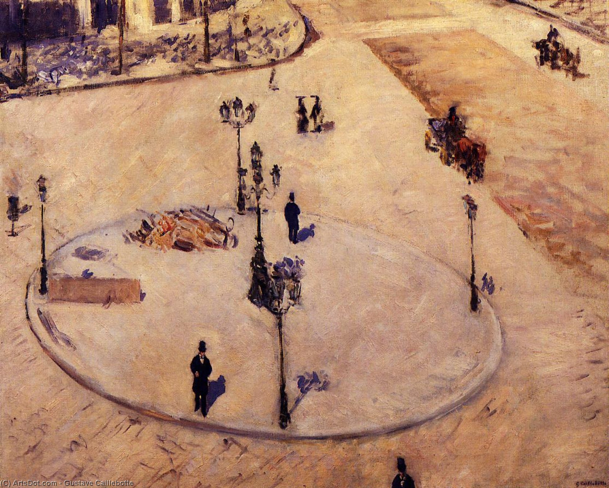 Order Artwork Replica Traffic Island on Boulevard Haussmann, 1880 by Gustave Caillebotte (1848-1894, France) | ArtsDot.com