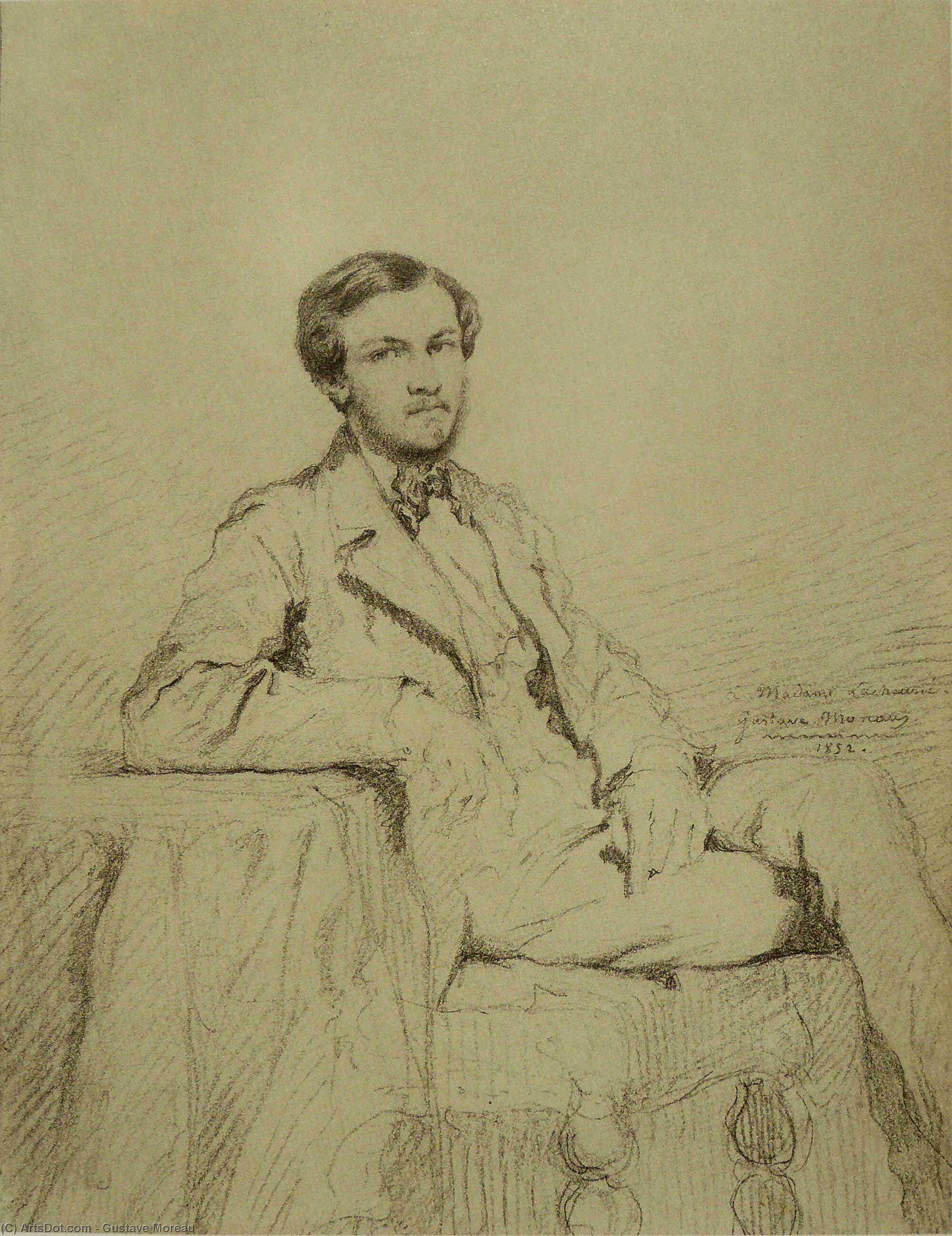 Order Paintings Reproductions Portrait of Eugene `Lacheur, 1852 by Gustave Moreau (1826-1898, France) | ArtsDot.com