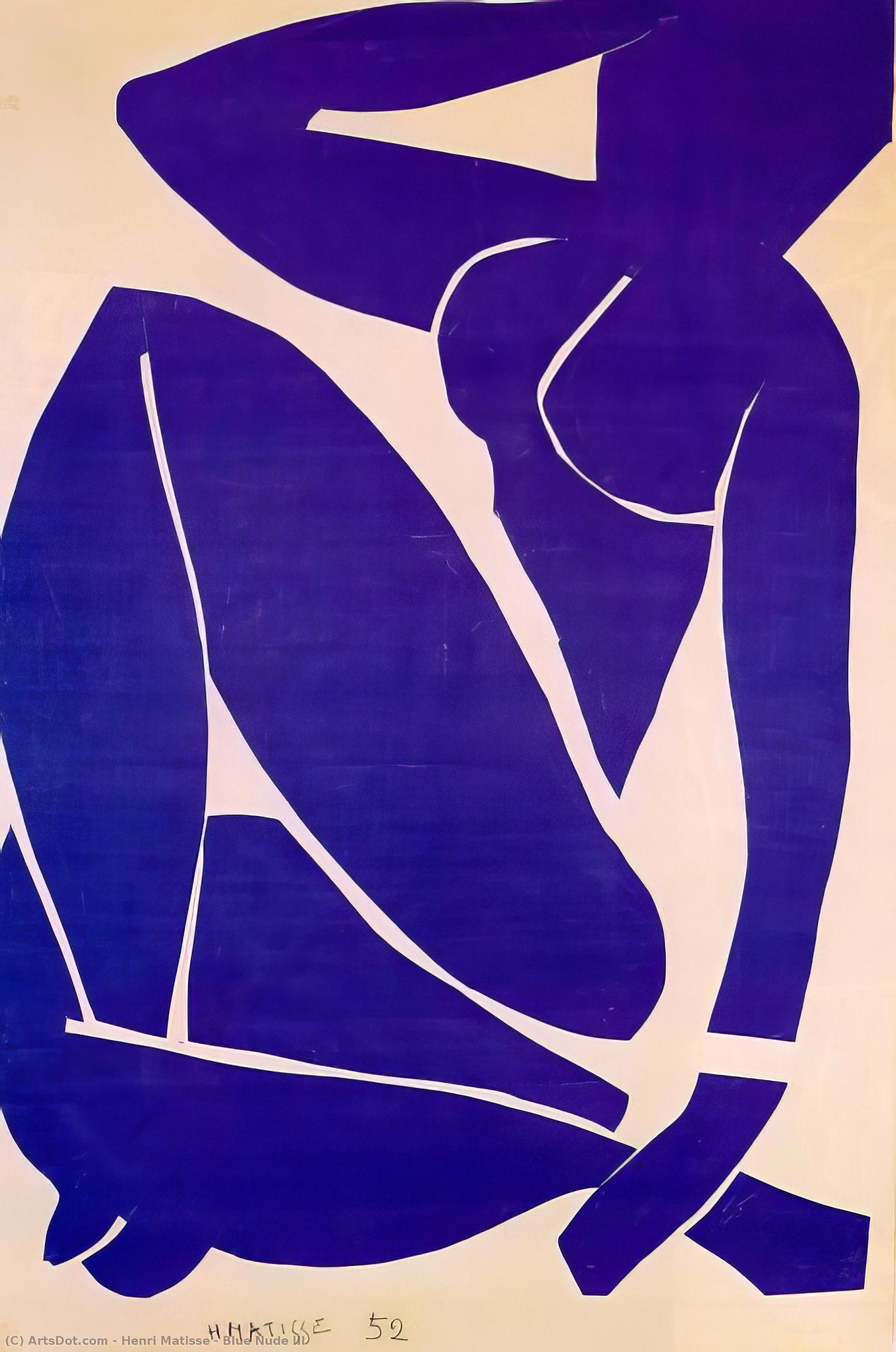 顺序 油畫 蓝色裸体III, 1952 通过 Henri Matisse (灵感来自) (1869-1954, France) | ArtsDot.com