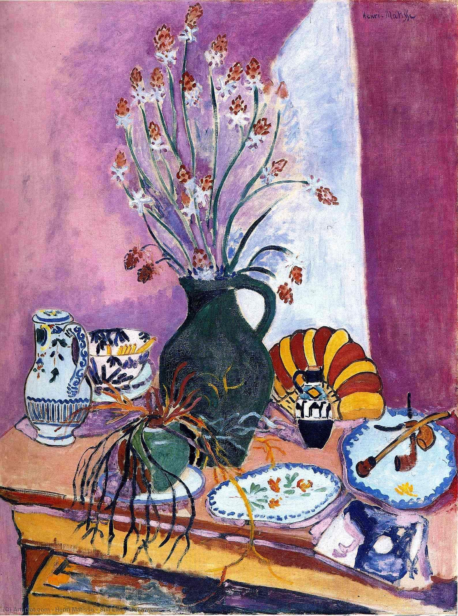 Order Paintings Reproductions Still Life with Flowers by Henri Matisse (Inspired By) (1869-1954, France) | ArtsDot.com