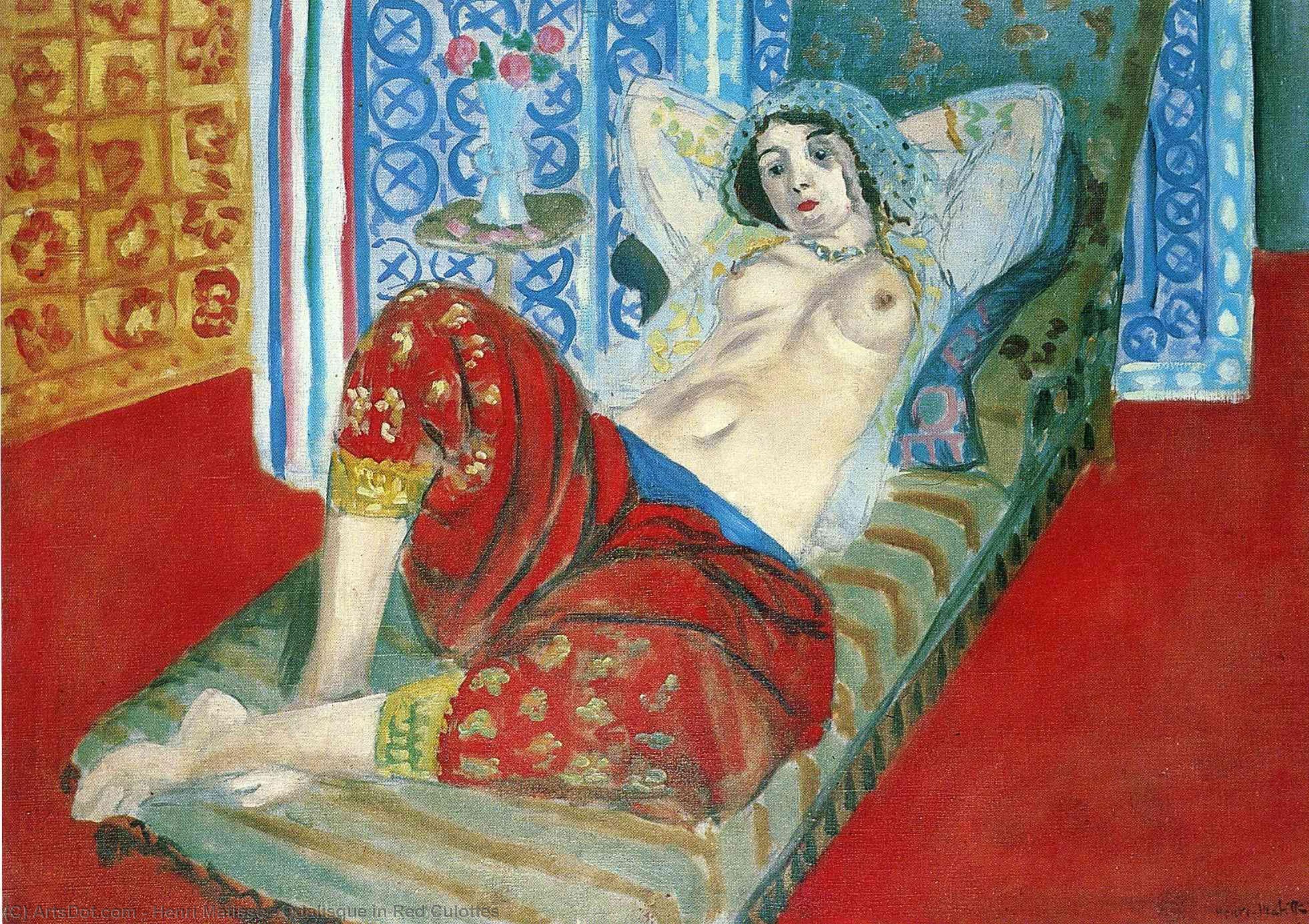 Order Oil Painting Replica Odalisque in Red Culottes, 1921 by Henri Matisse (Inspired By) (1869-1954, France) | ArtsDot.com