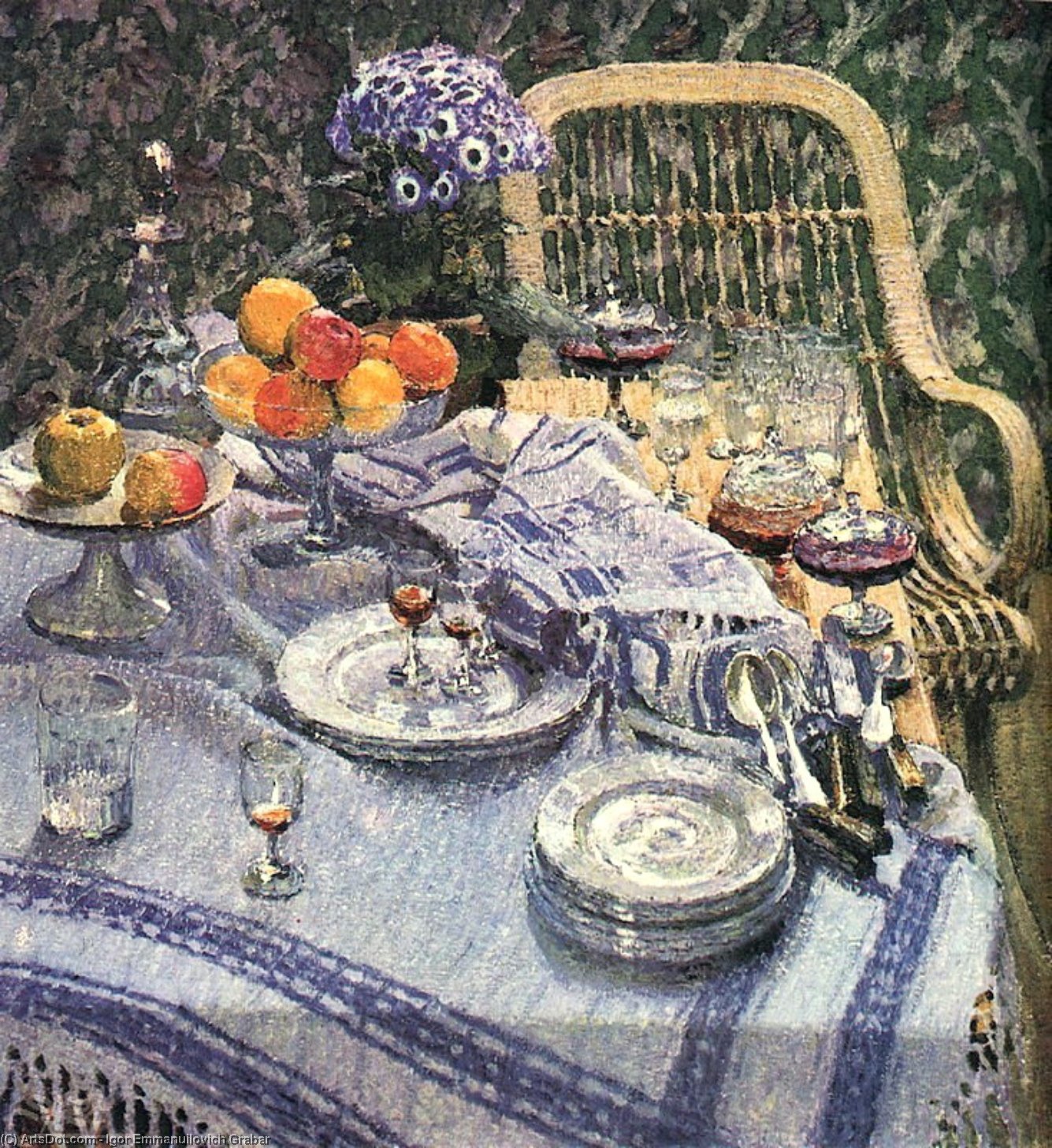 Order Oil Painting Replica Table with Leftovers, 1907 by Igor Emmanuilovich Grabar (Inspired By) (1871-1960, Hungary) | ArtsDot.com