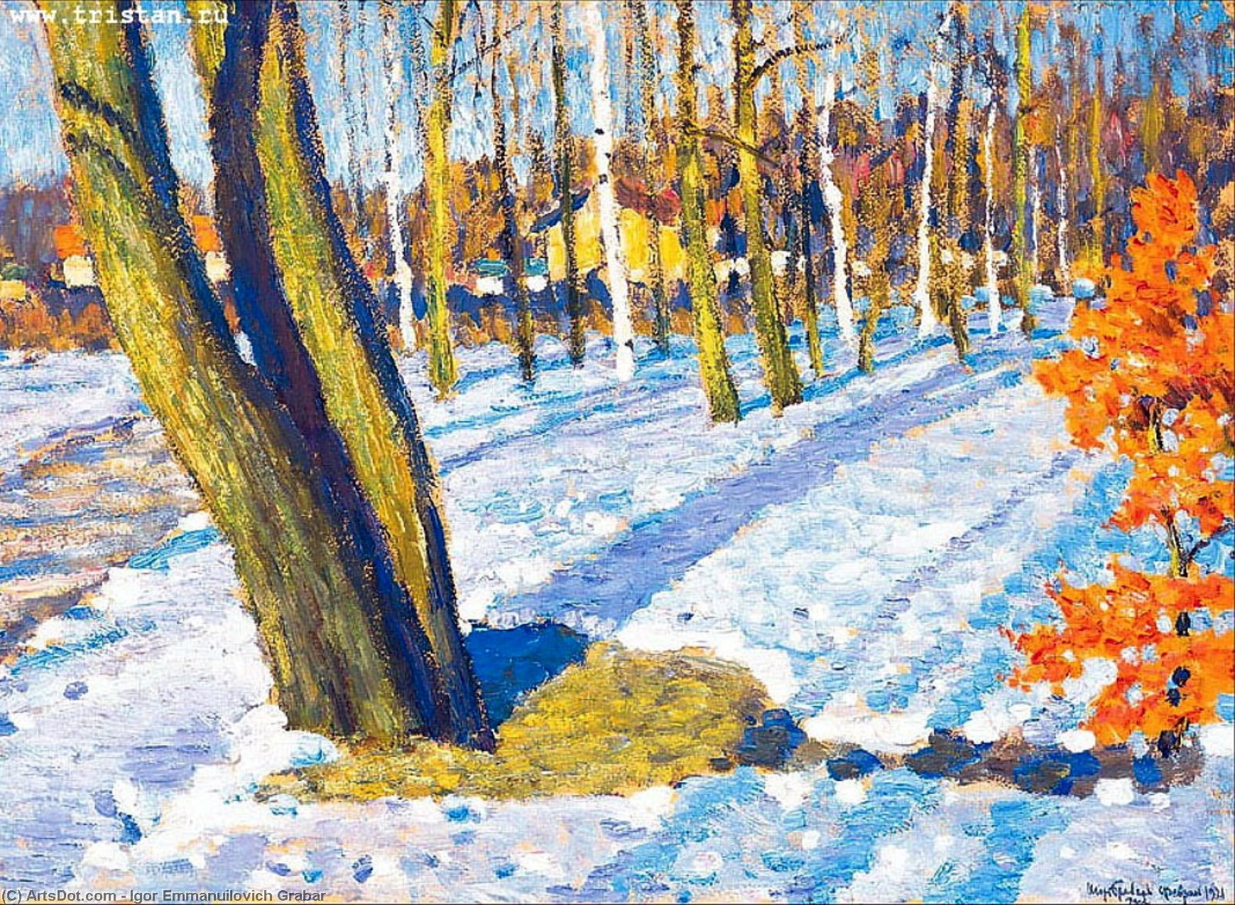 Buy Museum Art Reproductions March Snow, 1921 by Igor Emmanuilovich Grabar (Inspired By) (1871-1960, Hungary) | ArtsDot.com