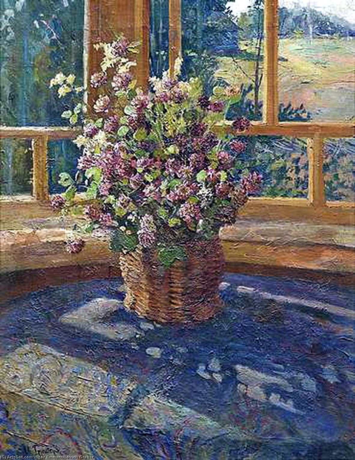 Order Paintings Reproductions Bouquet of clover on the window, 1940 by Igor Emmanuilovich Grabar (Inspired By) (1871-1960, Hungary) | ArtsDot.com