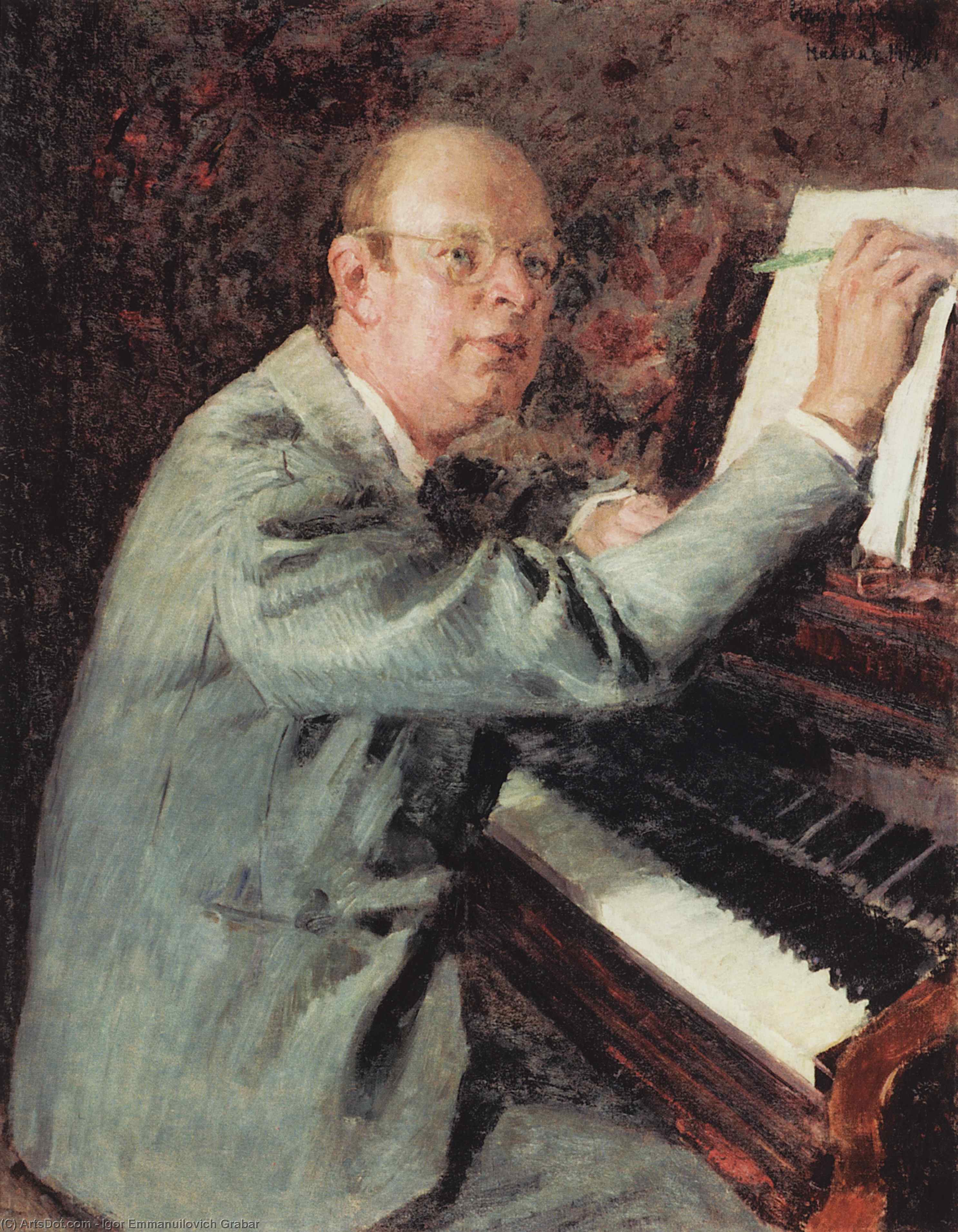Order Art Reproductions Portrait of Sergei Prokofiev, 1941 by Igor Emmanuilovich Grabar (Inspired By) (1871-1960, Hungary) | ArtsDot.com