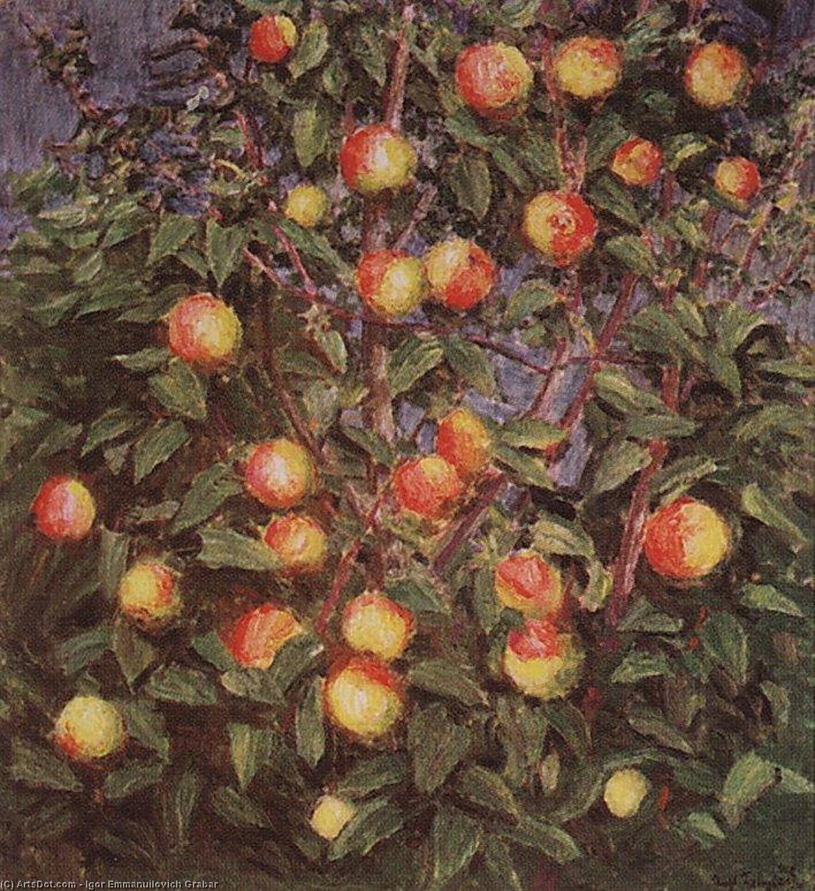 Order Oil Painting Replica A Branch of Apple, 1958 by Igor Emmanuilovich Grabar (Inspired By) (1871-1960, Hungary) | ArtsDot.com