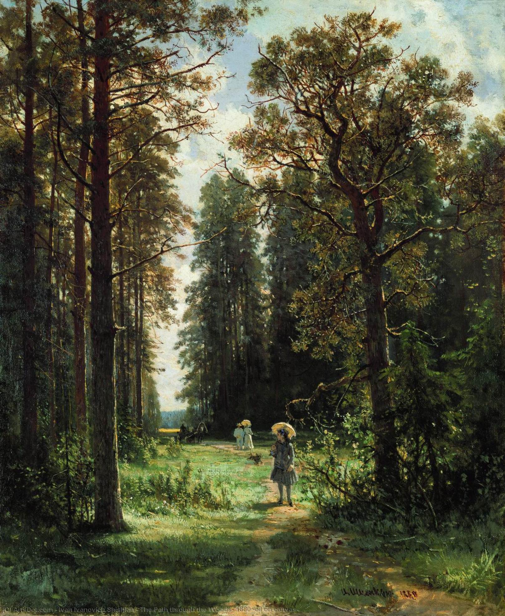 Order Artwork Replica The Path through the Woods, 1880 (oil on canvas), 1880 by Ivan Ivanovich Shishkin (1832-1898, Russia) | ArtsDot.com