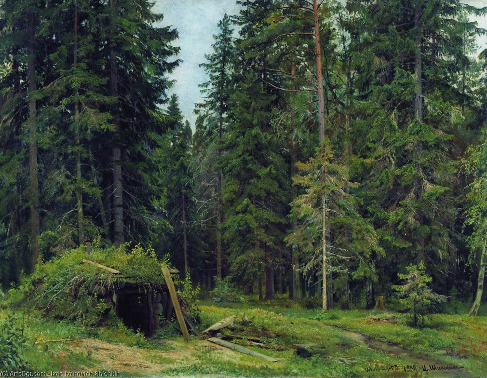 Order Oil Painting Replica Forest hut, 1892 by Ivan Ivanovich Shishkin (1832-1898, Russia) | ArtsDot.com