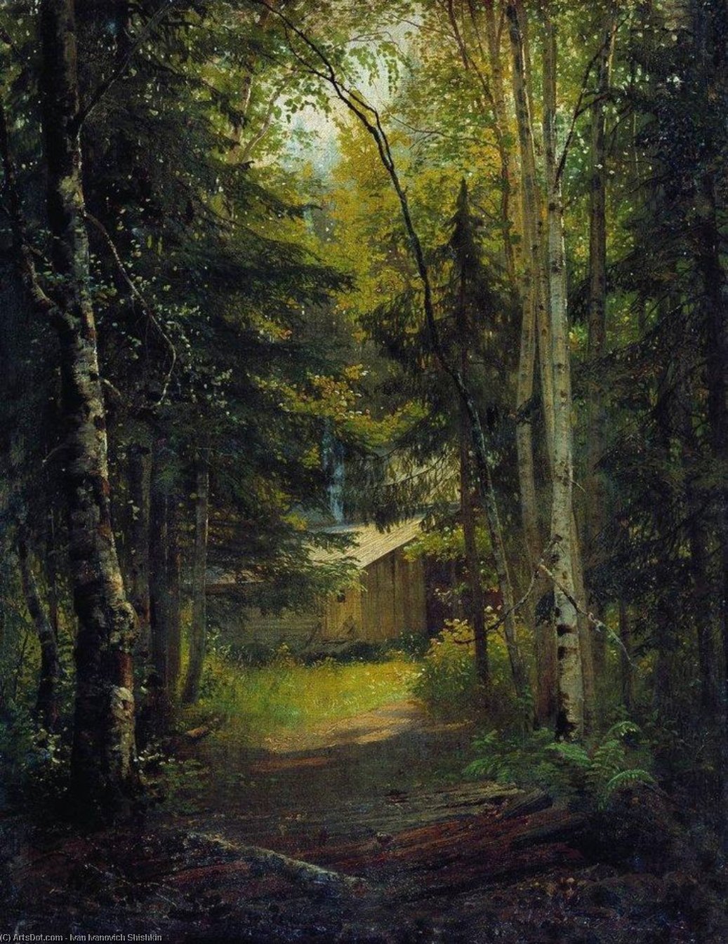 Order Oil Painting Replica Hut in the the forest by Ivan Ivanovich Shishkin (1832-1898, Russia) | ArtsDot.com