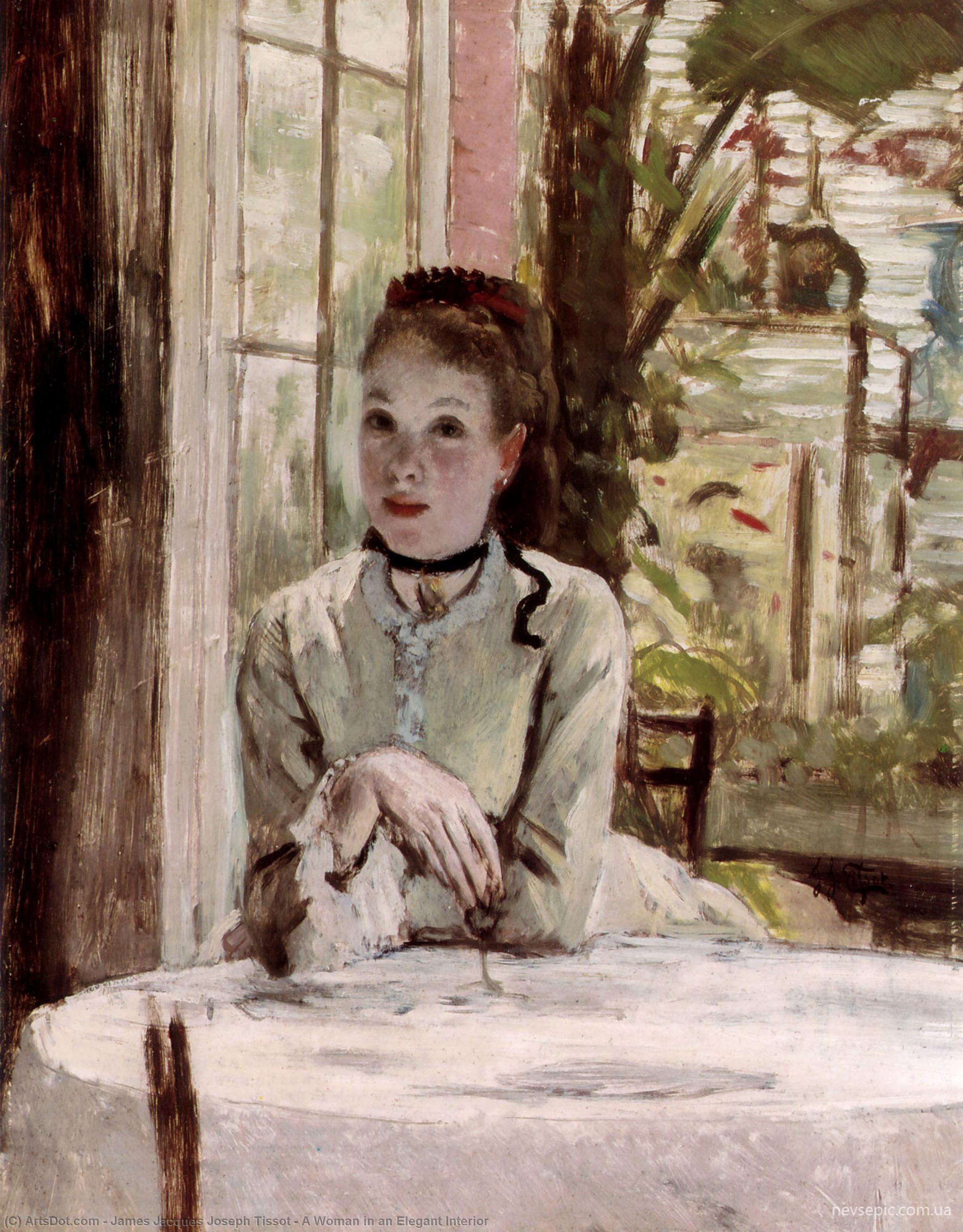 Buy Museum Art Reproductions A Woman in an Elegant Interior by James Jacques Joseph Tissot (1836-1902, France) | ArtsDot.com