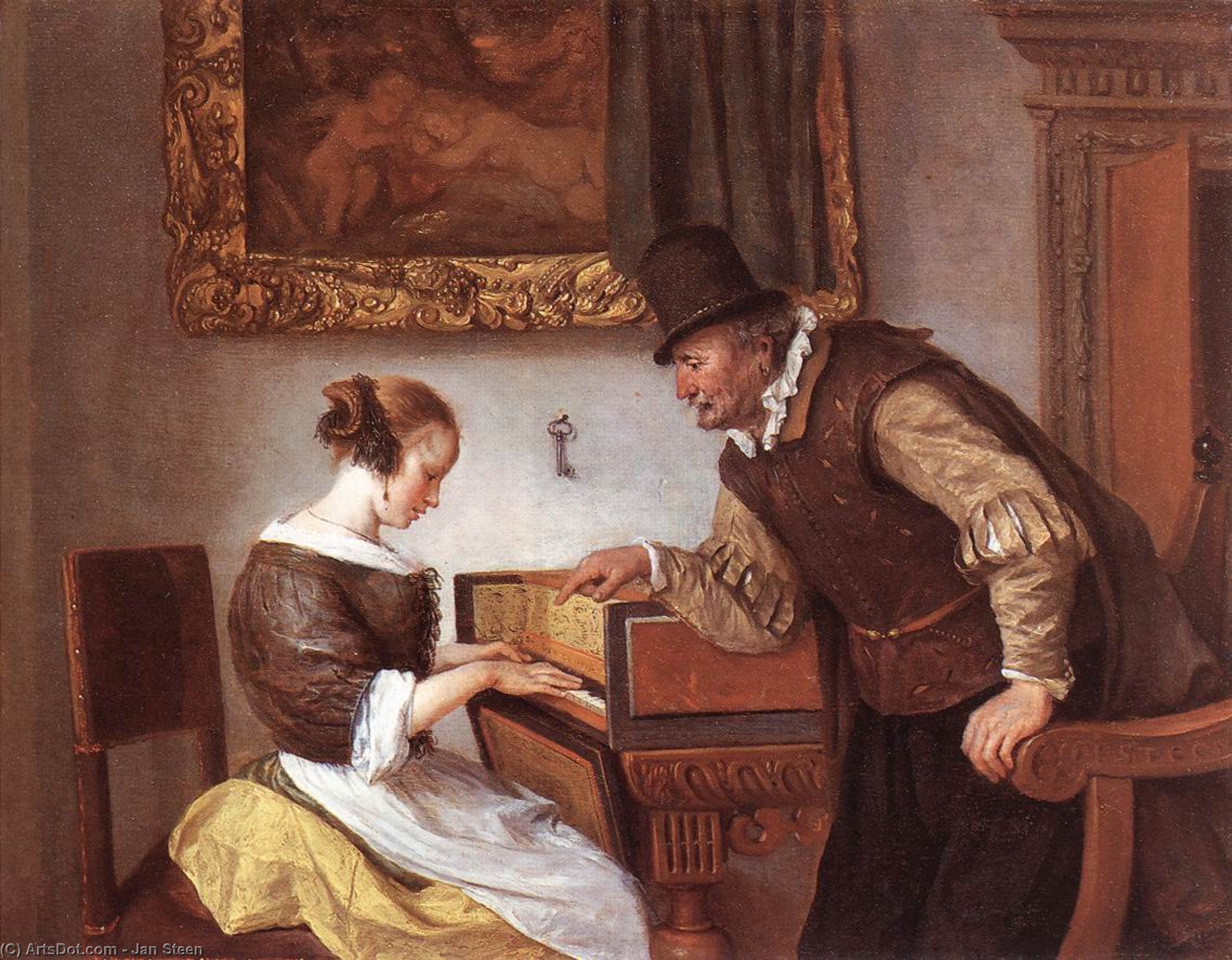 Order Oil Painting Replica Harpsichord Lesson, 1660 by Jan Steen (1626-1679, Netherlands) | ArtsDot.com