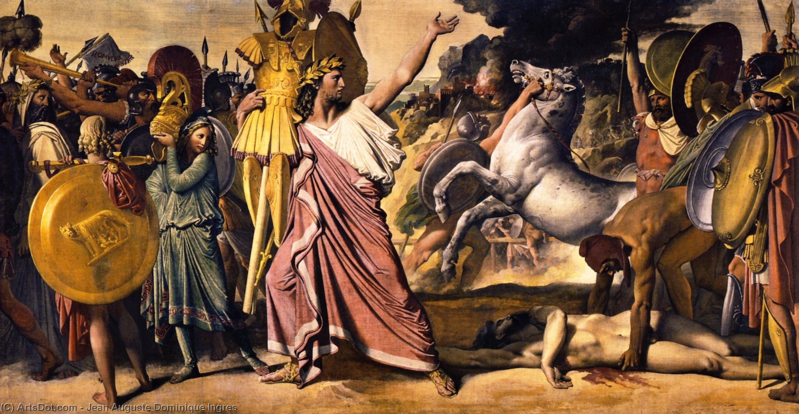 Buy Museum Art Reproductions Romulus` Victory over Acron, 1812 by Jean Auguste Dominique Ingres (1780-1867, France) | ArtsDot.com
