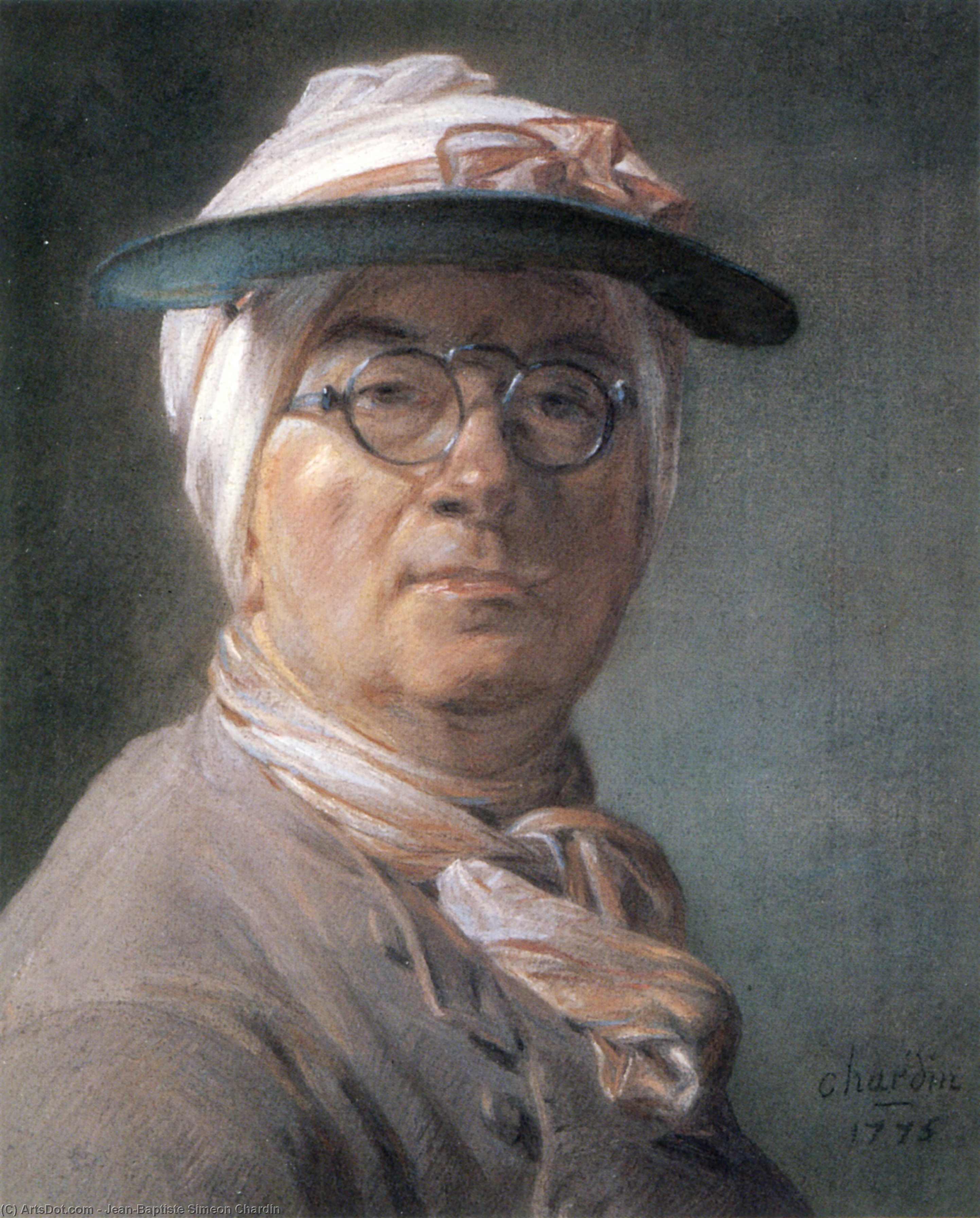 Buy Museum Art Reproductions Self-portrait wearing Glasses by Jean-Baptiste Simeon Chardin (1699-1779, France) | ArtsDot.com