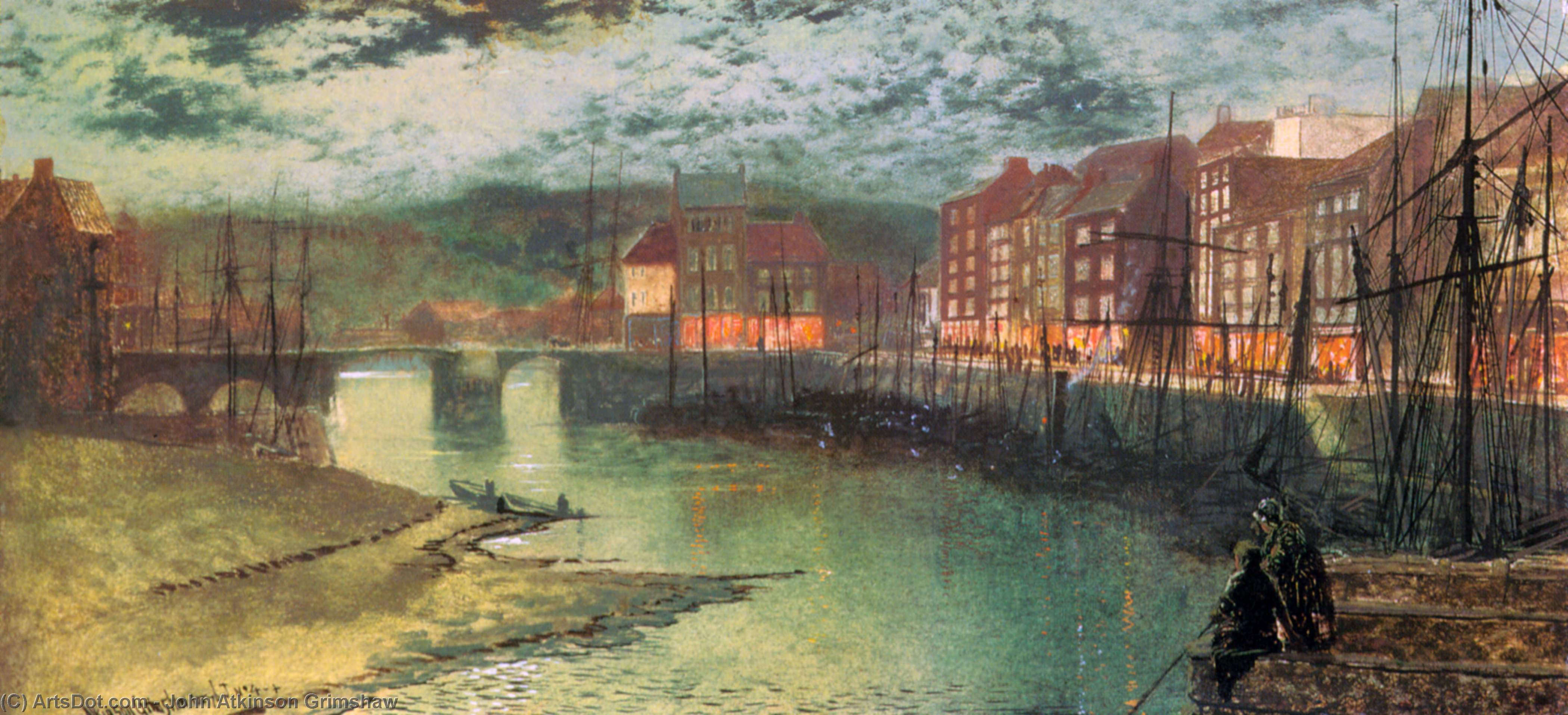 Order Oil Painting Replica Whitby Docks, 1876 by John Atkinson Grimshaw (1836-1893, United Kingdom) | ArtsDot.com