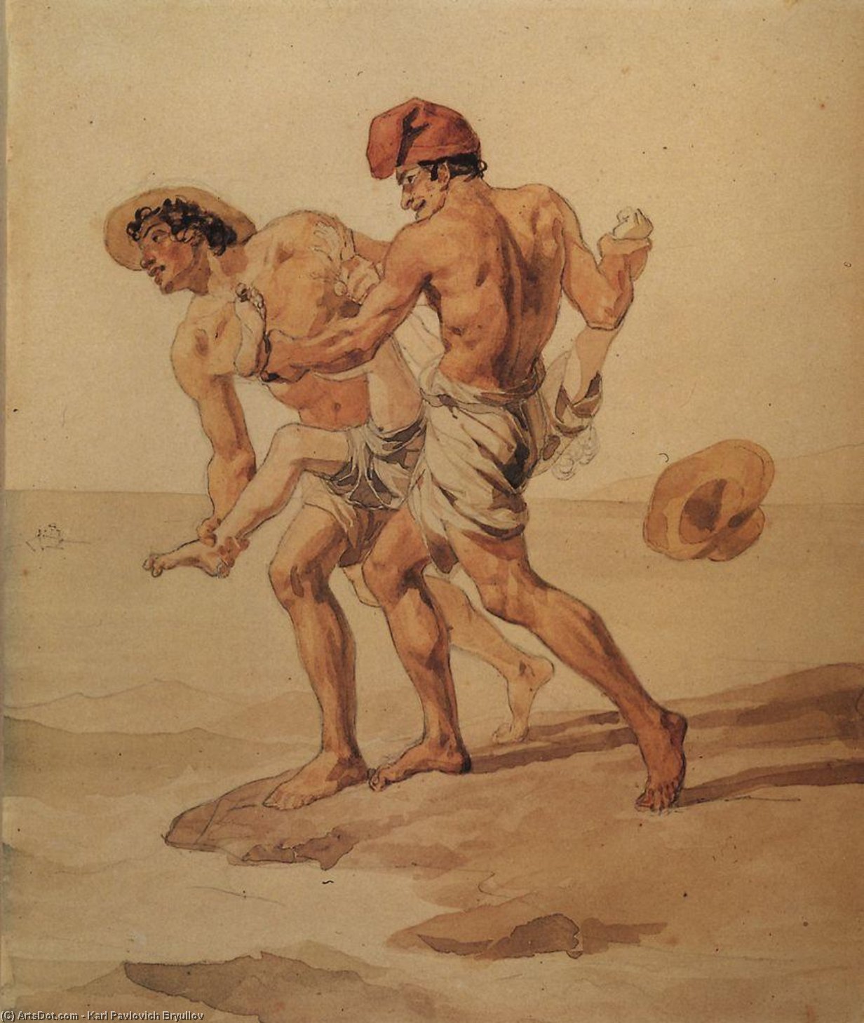 Order Art Reproductions Forced to Swim, 1852 by Karl Pavlovich Bryullov (1799-1852, Russia) | ArtsDot.com