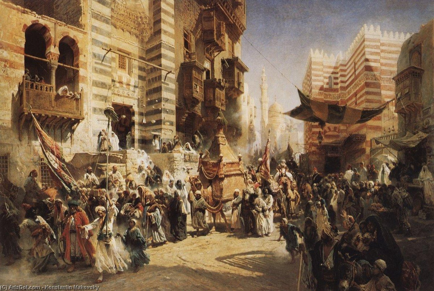 Buy Museum Art Reproductions The handing over of the Sacred Carpet in Cairo, 1876 by Konstantin Yegorovich Makovsky (1839-1915, Russia) | ArtsDot.com