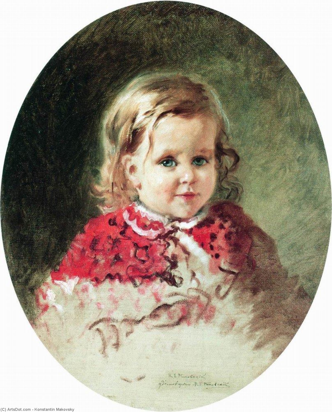 Buy Museum Art Reproductions Portrait of the Girl Zhenia, 1860 by Konstantin Yegorovich Makovsky (1839-1915, Russia) | ArtsDot.com