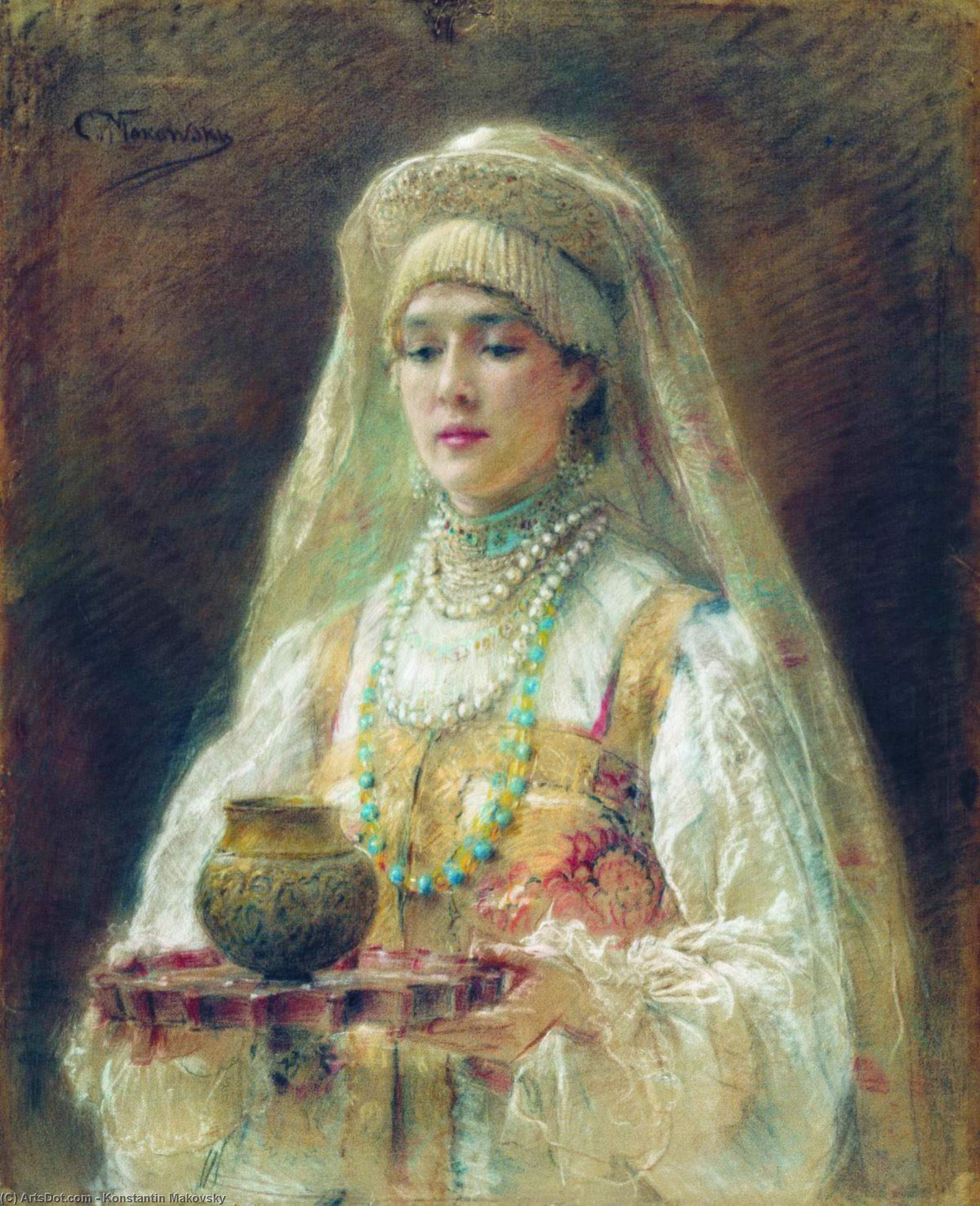 Order Oil Painting Replica Cup of Honey, 1910 by Konstantin Yegorovich Makovsky (1839-1915, Russia) | ArtsDot.com