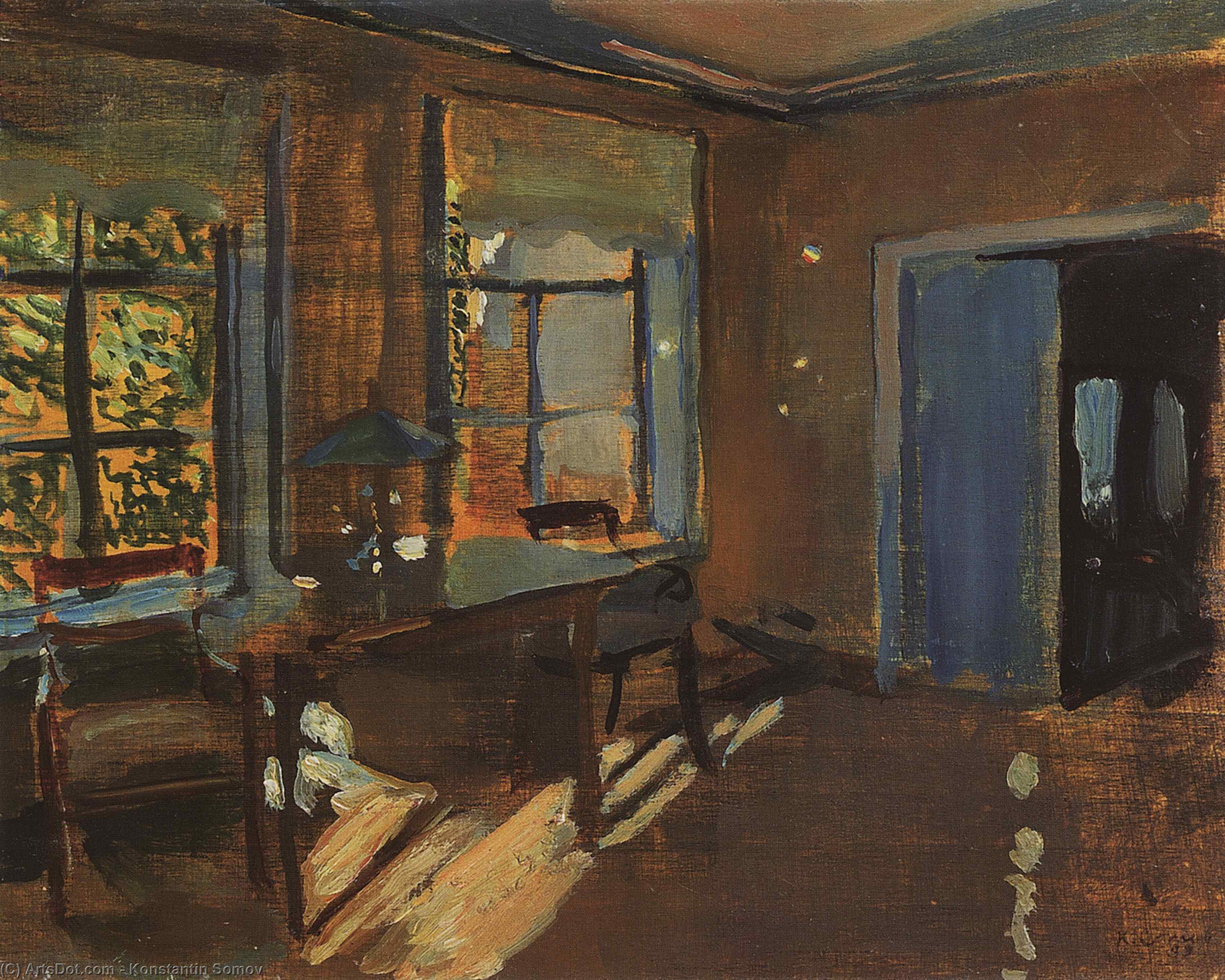 Order Oil Painting Replica The Interior of the Pavlovs country house, 1899 by Konstantin Somov | ArtsDot.com