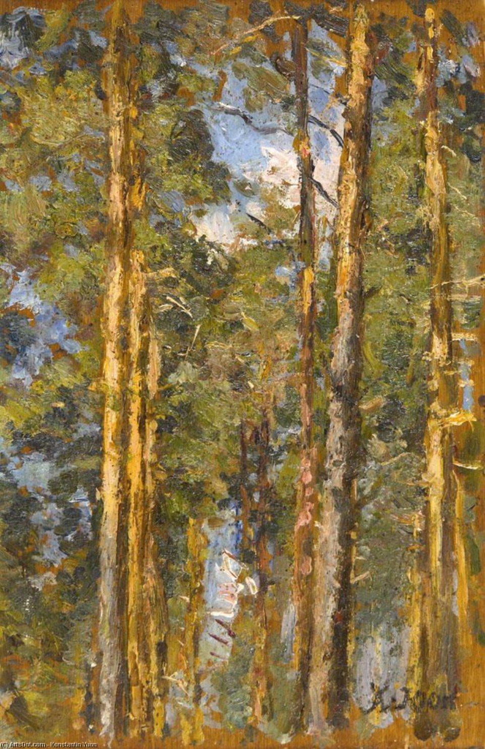Order Oil Painting Replica Pine Trees by Konstantin Yuon (Inspired By) (1875-1958, Russia) | ArtsDot.com