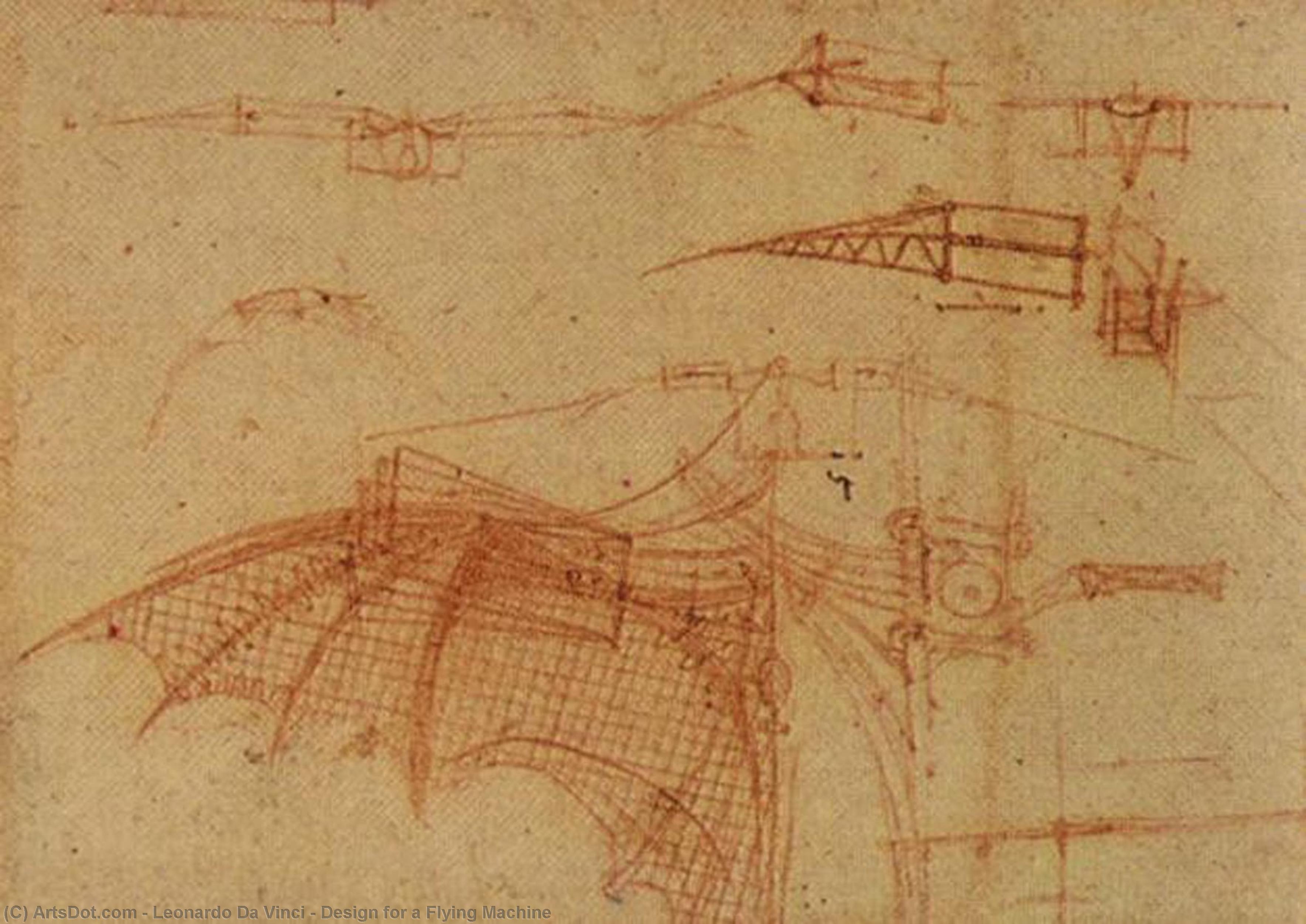 Order Art Reproductions Design for a Flying Machine, 1505 by Leonardo Da Vinci (1452-1519, Italy) | ArtsDot.com