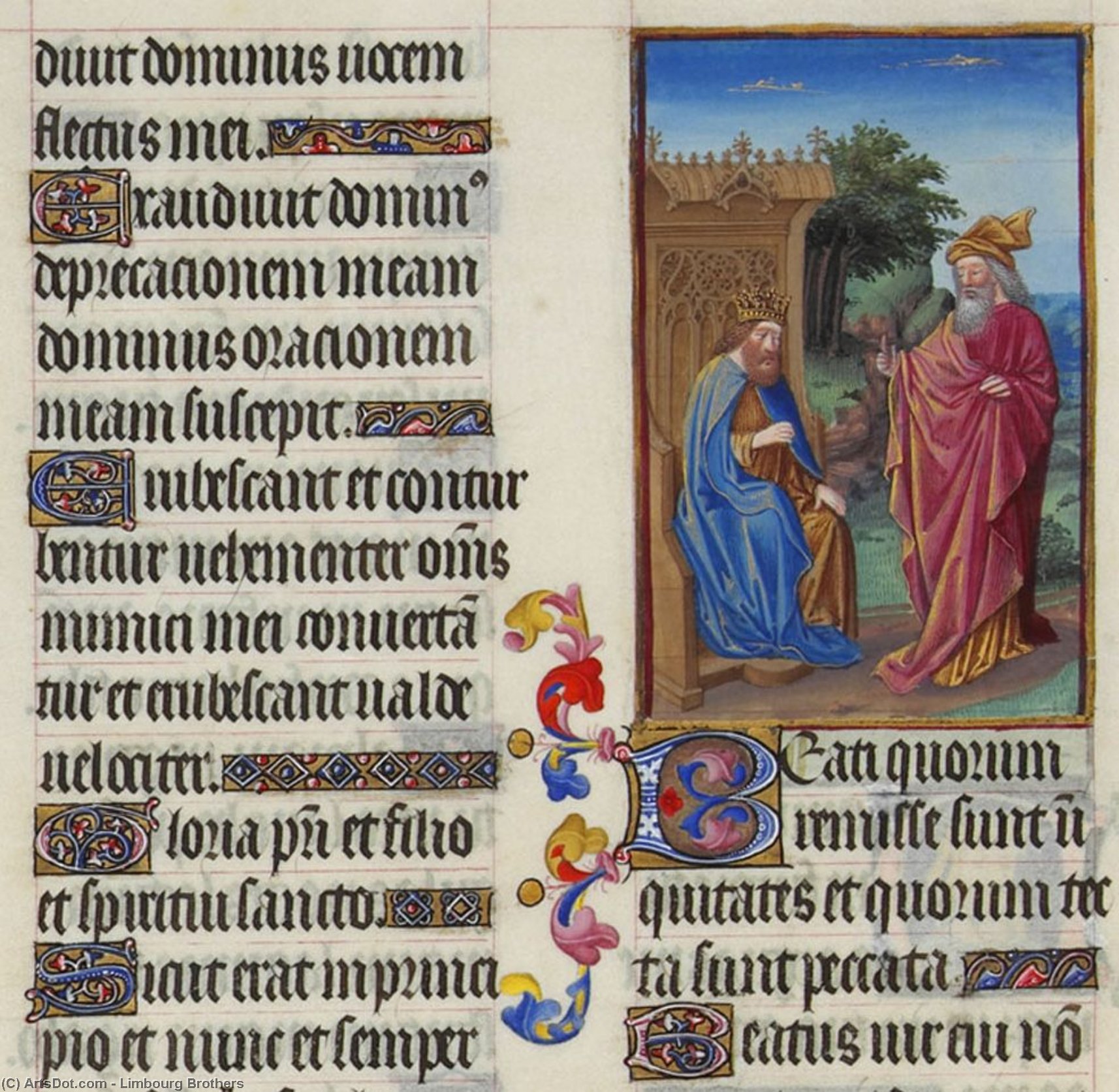 Buy Museum Art Reproductions David and Nathan by Limbourg Brothers (1385-1416, Netherlands) | ArtsDot.com
