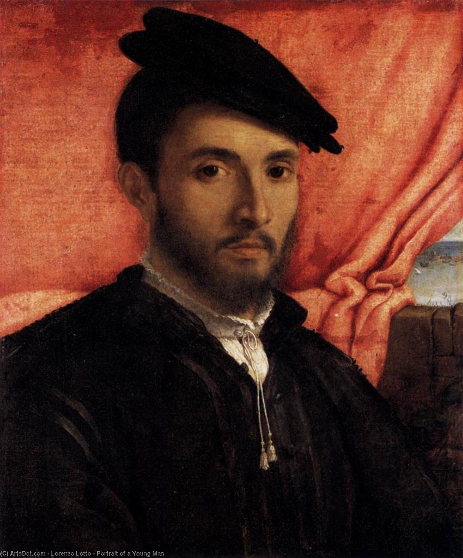 Buy Museum Art Reproductions Portrait of a Young Man, 1505 by Lorenzo Lotto (1480-1556, Italy) | ArtsDot.com