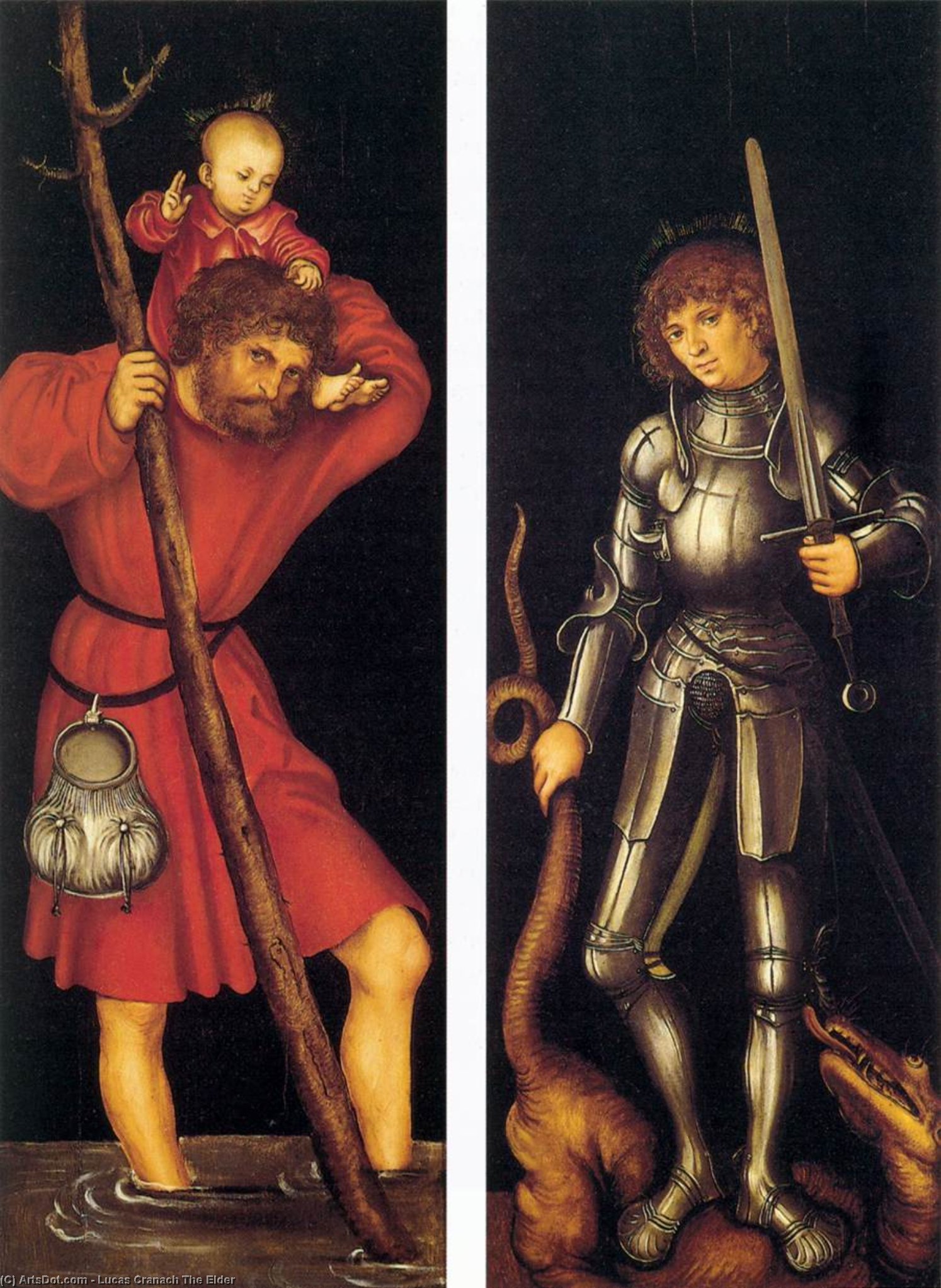 Order Oil Painting Replica St. Christopher and St. George, 1514 by Lucas Cranach The Elder (1472-1553, Germany) | ArtsDot.com