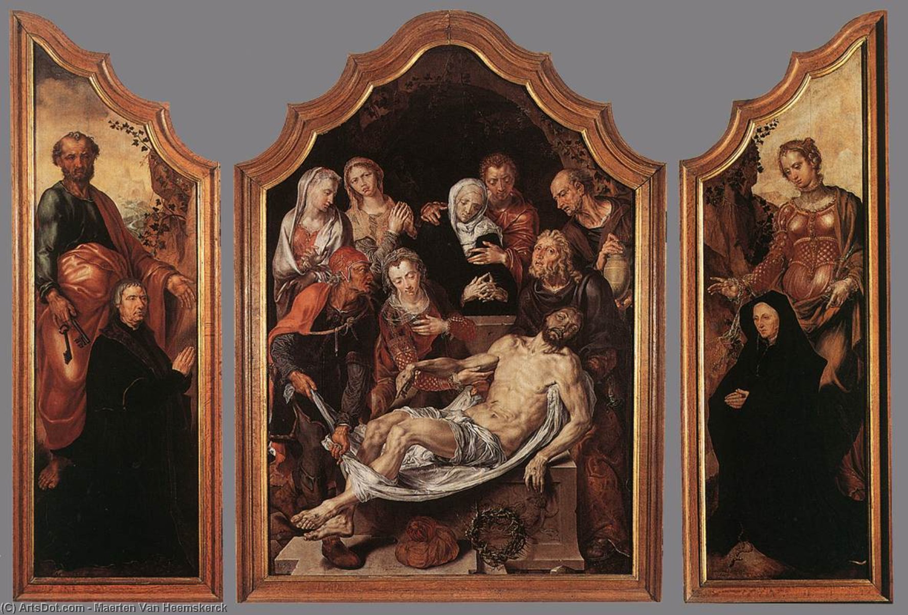 Order Artwork Replica Triptych of the Entombment, 1559 by Maarten Van Heemskerck | ArtsDot.com