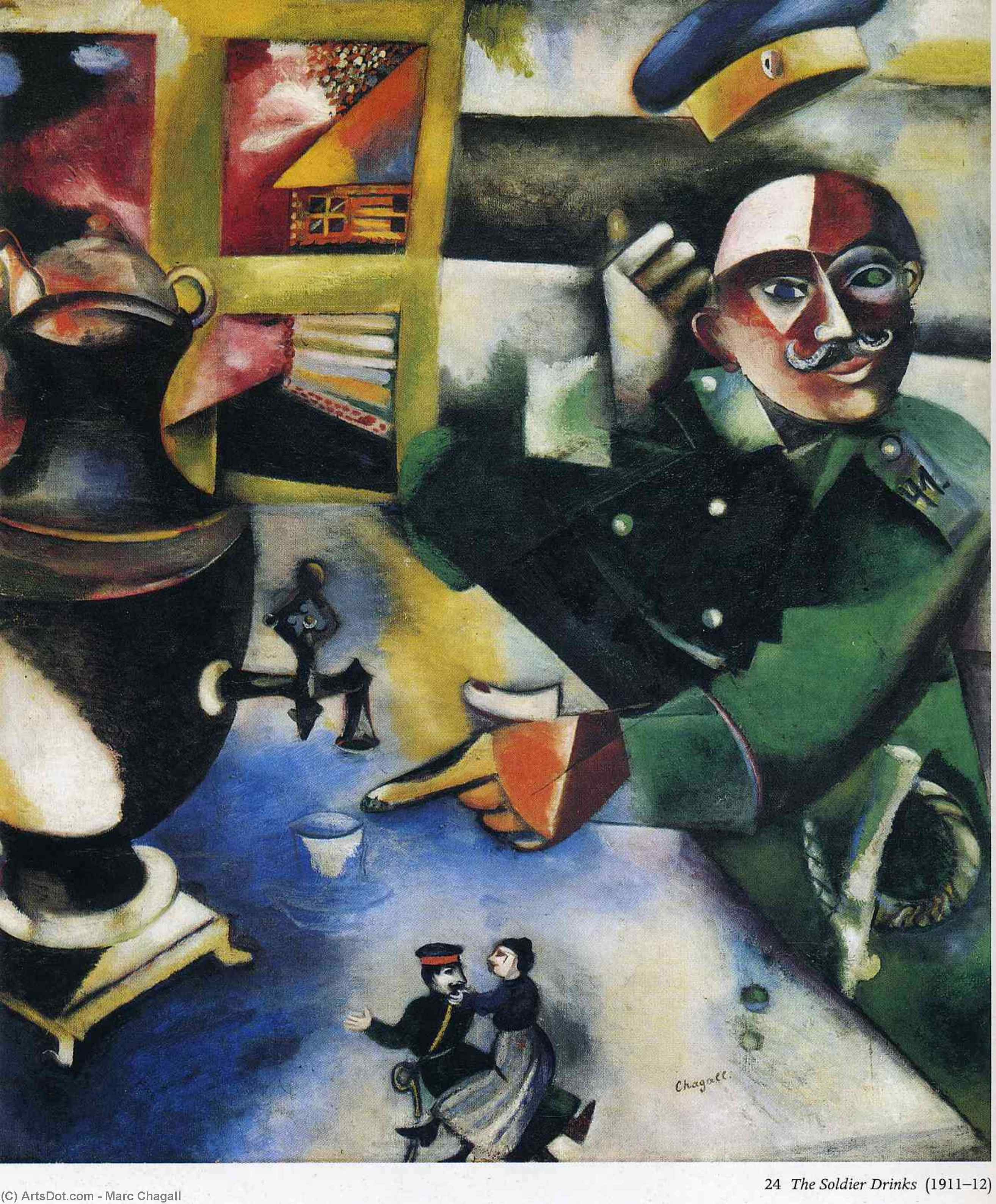 Order Oil Painting Replica The Soldier Drinks, 1912 by Marc Chagall (Inspired By) (1887-1985, Belarus) | ArtsDot.com