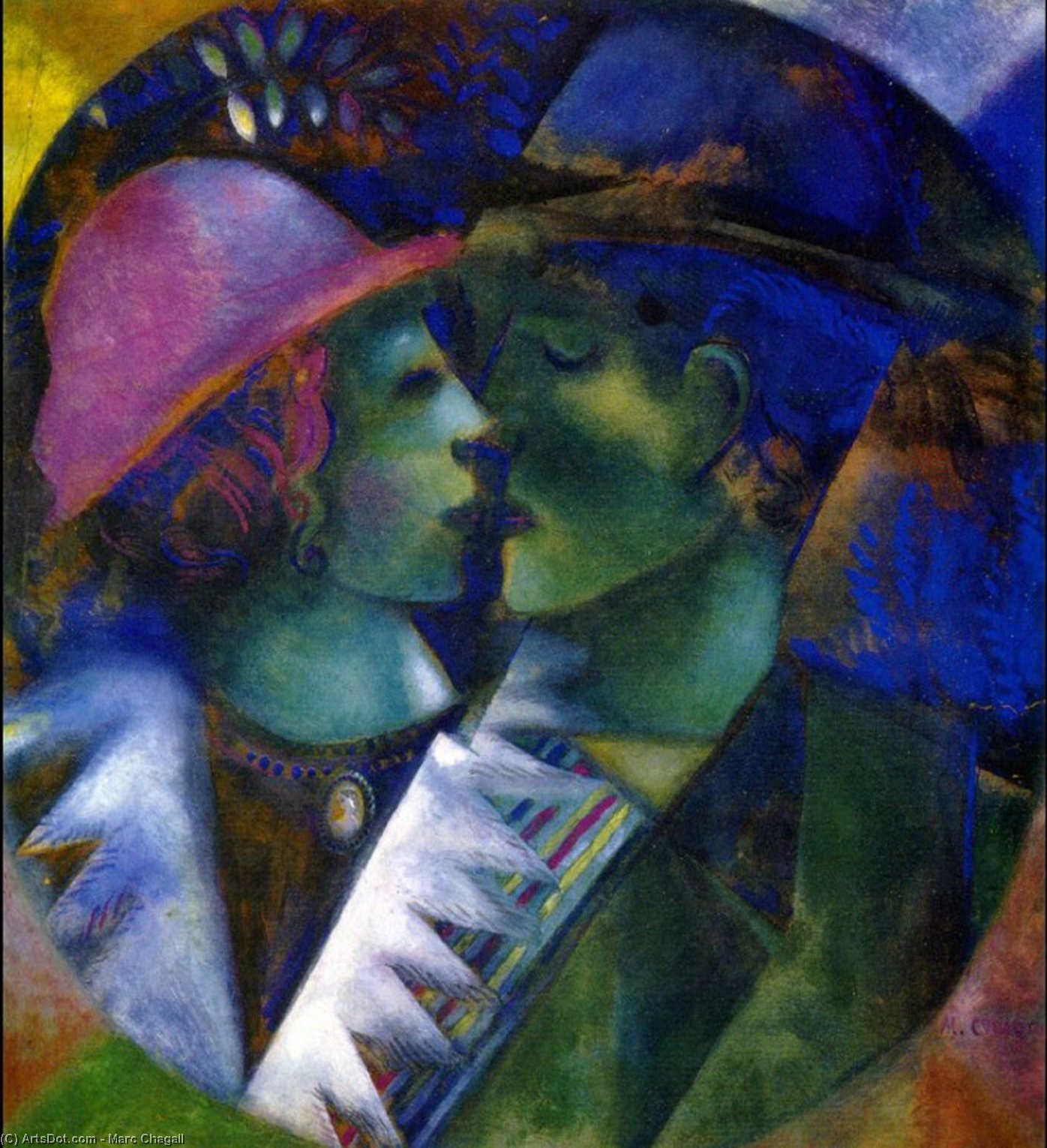 Order Art Reproductions Green Lovers, 1915 by Marc Chagall (Inspired By) (1887-1985, Belarus) | ArtsDot.com