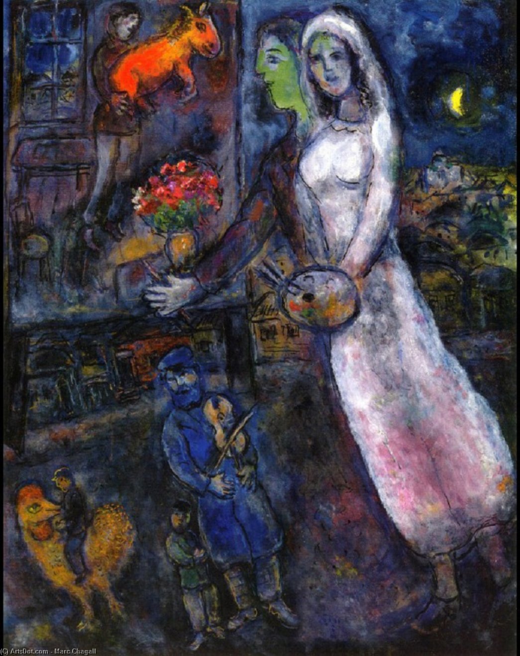 Buy Museum Art Reproductions Newlyweds and Violinist, 1956 by Marc Chagall (Inspired By) (1887-1985, Belarus) | ArtsDot.com
