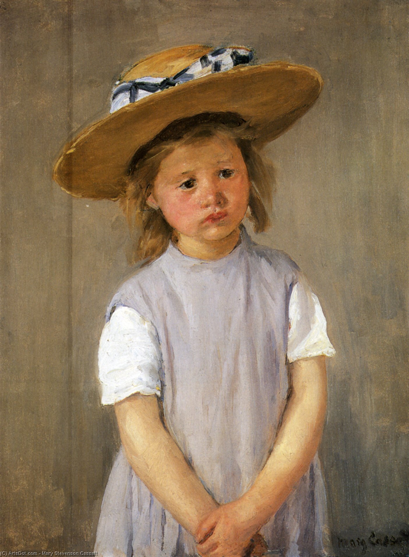 Order Oil Painting Replica Child In A Straw Hat, 1886 by Mary Stevenson Cassatt (1843-1926, United States) | ArtsDot.com