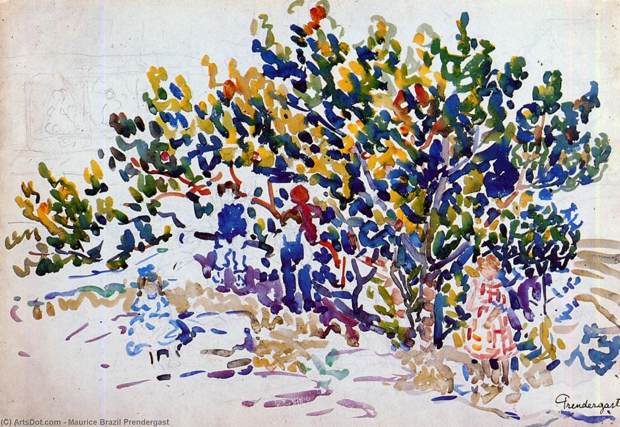 Order Oil Painting Replica Children in the Tree, 1911 by Maurice Brazil Prendergast (1858-1924, Canada) | ArtsDot.com