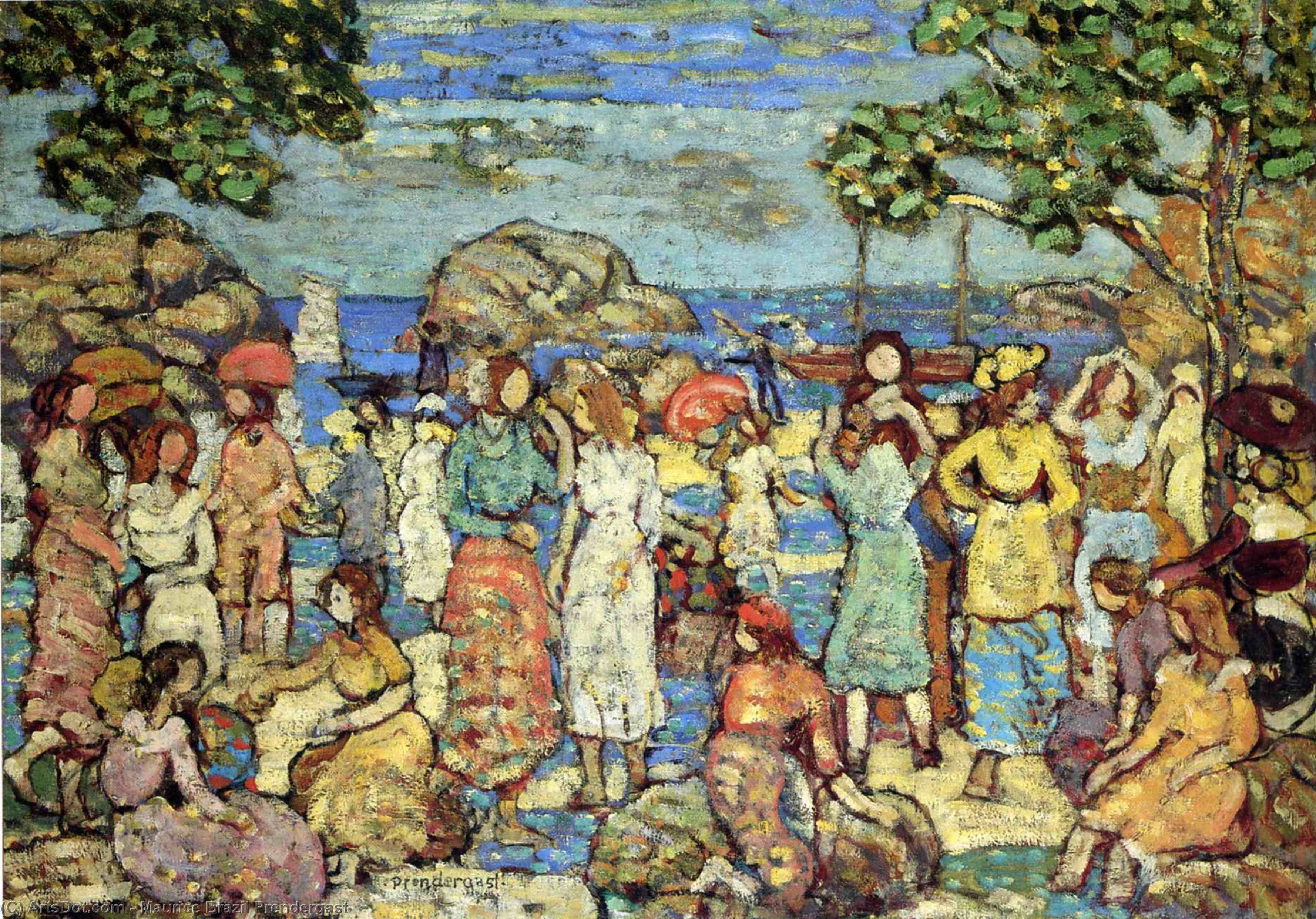 Order Oil Painting Replica Beach at Gloucester, 1921 by Maurice Brazil Prendergast (1858-1924, Canada) | ArtsDot.com