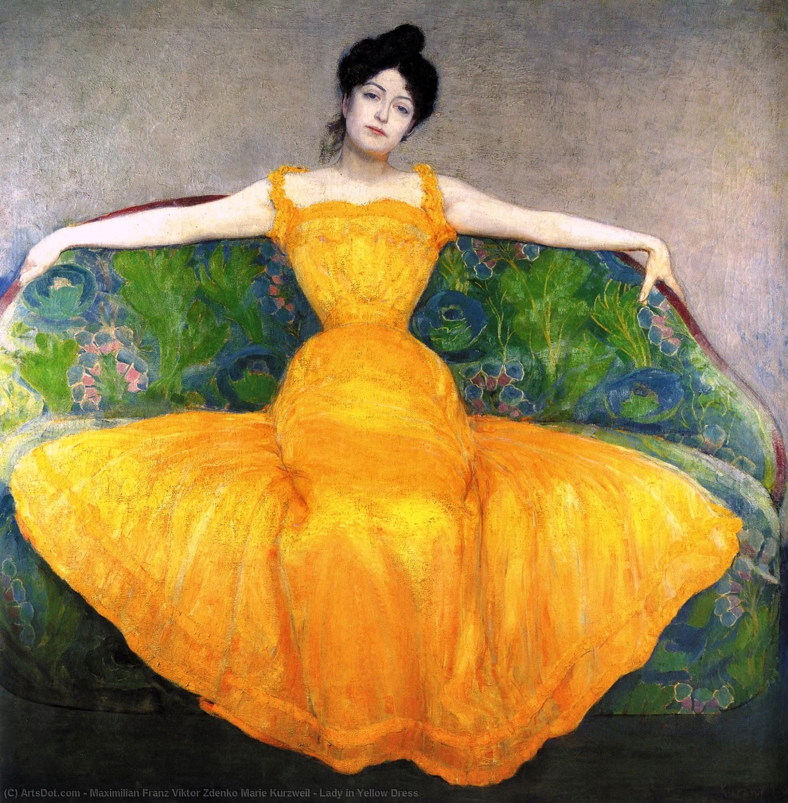 Order Oil Painting Replica Lady in Yellow Dress, 1899 by Maximilian Franz Viktor Zdenko Marie Kurzweil (1867-1916, Czech Republic) | ArtsDot.com