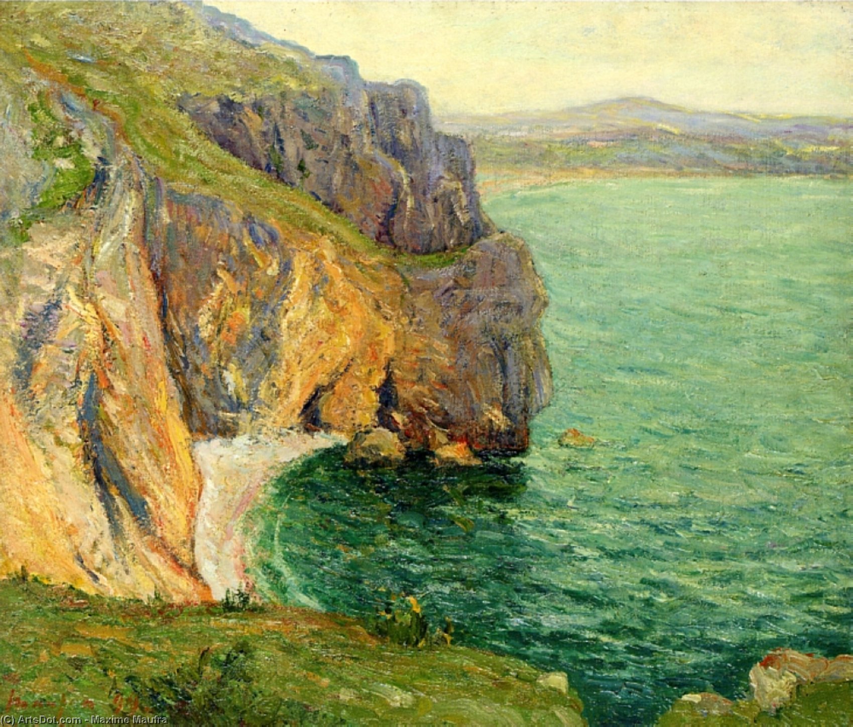 Order Oil Painting Replica The Cliffs at Polhor, 1899 by Maxime Emile Louis Maufra (1861-1918) | ArtsDot.com