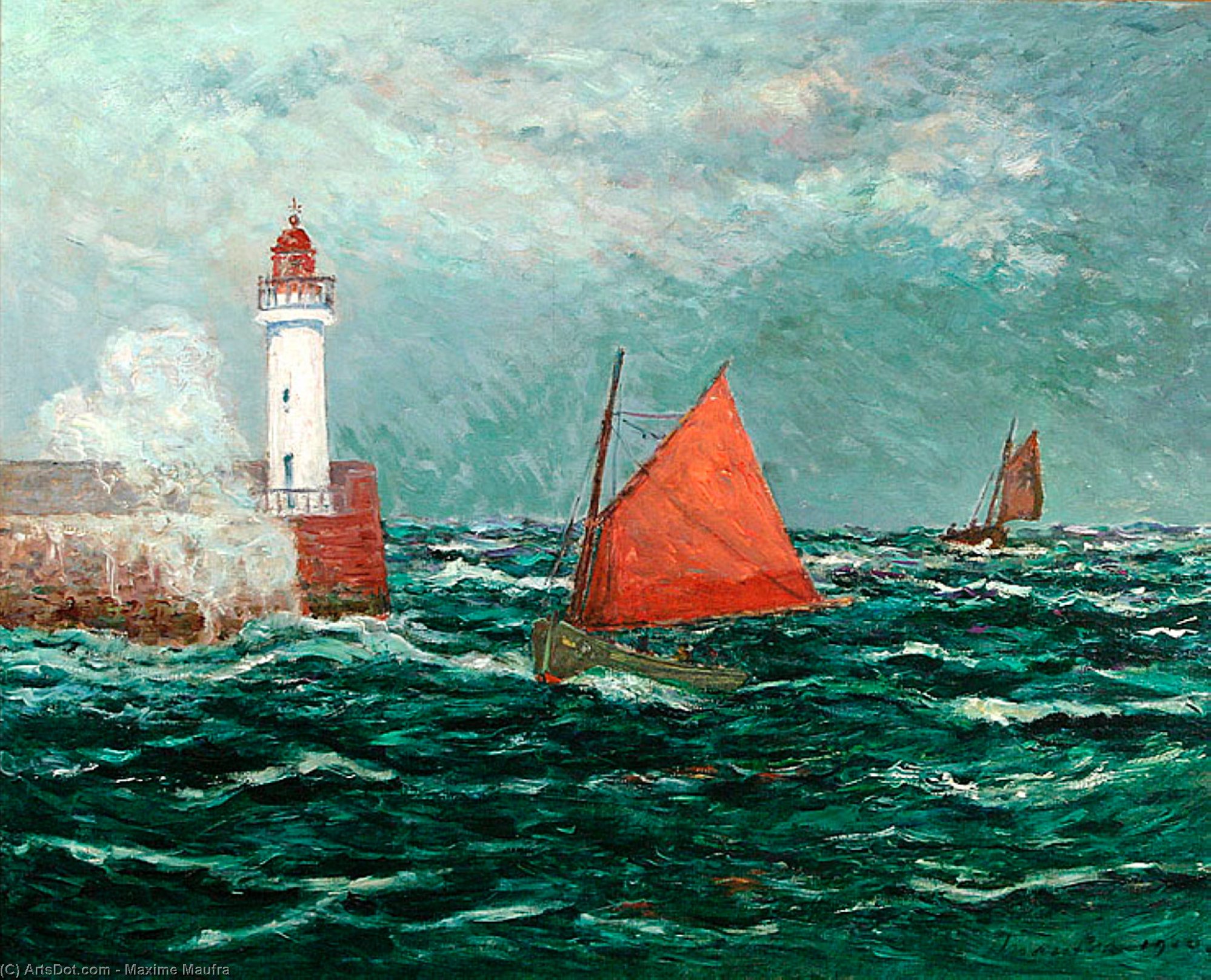 Order Oil Painting Replica Back to Fishing boats in Belle-Isle-en-Mer, 1910 by Maxime Emile Louis Maufra (1861-1918) | ArtsDot.com