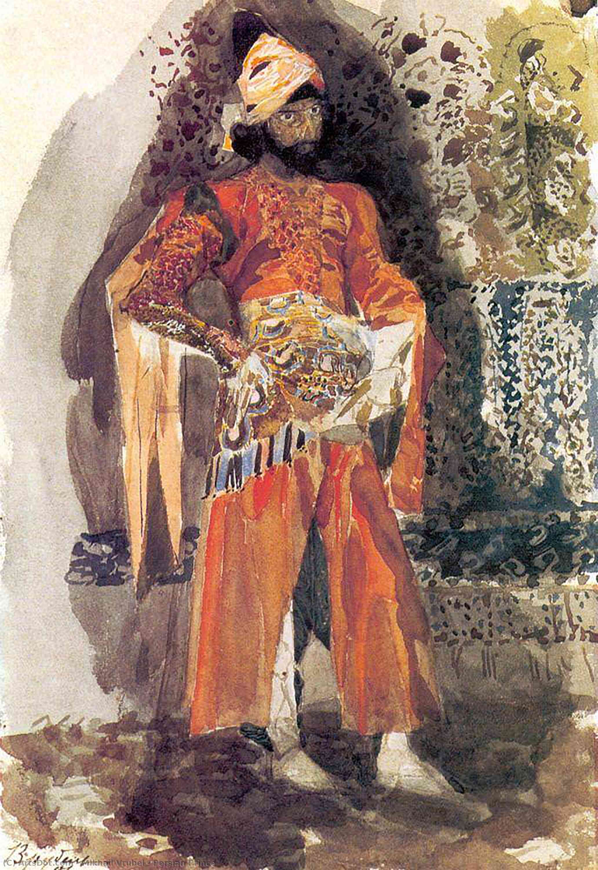 Order Artwork Replica Persian Prince, 1886 by Mikhail Vrubel (1856-1910, Russia) | ArtsDot.com