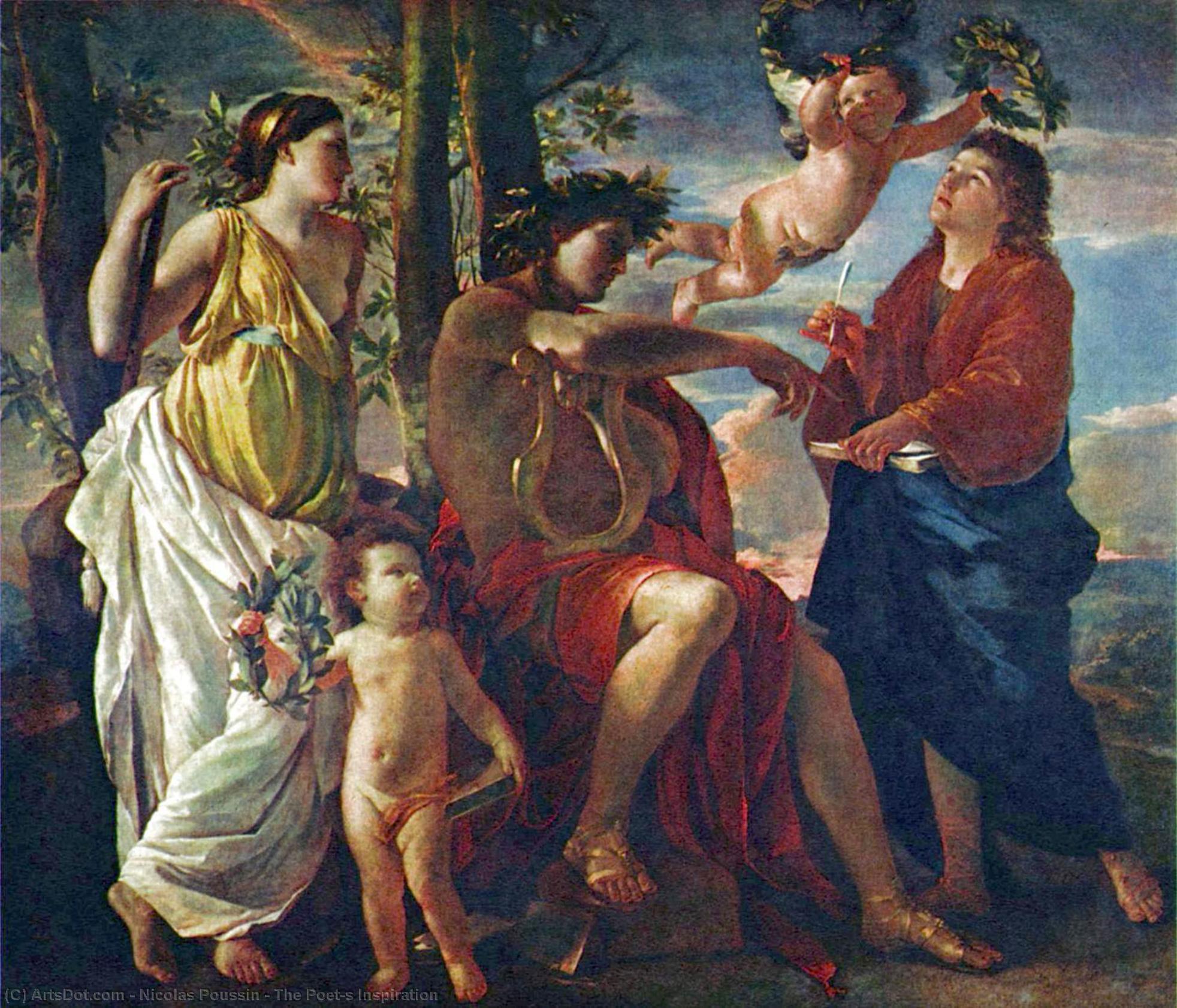Pedir Reproducciones De Pinturas La inspiración del poeta, 1630 de Nicolas Poussin (1594-1665, France) | ArtsDot.com
