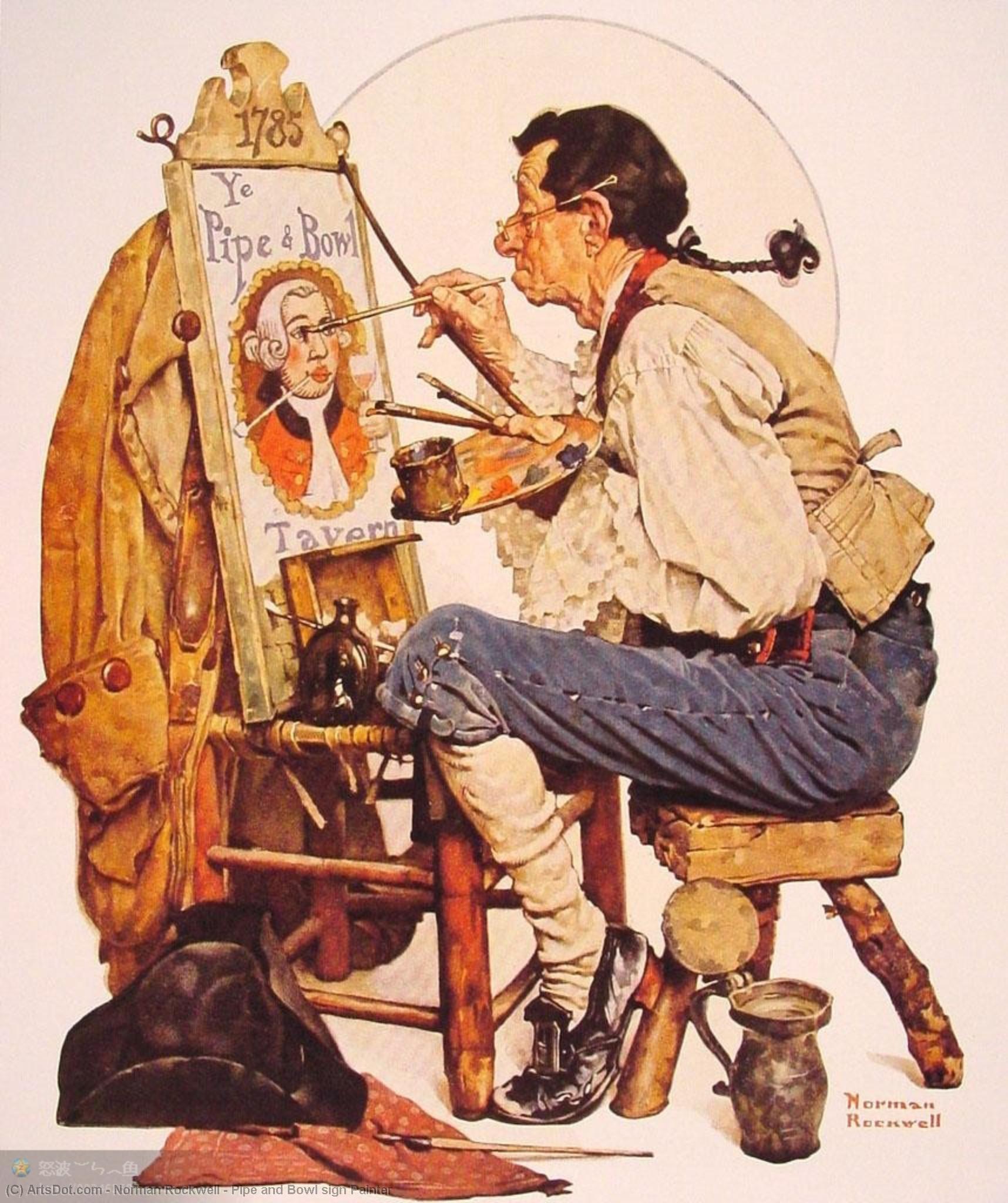 Buy Museum Art Reproductions Pipe and Bowl sign Painter, 1926 by Norman Rockwell (Inspired By) (1894-1978, United States) | ArtsDot.com