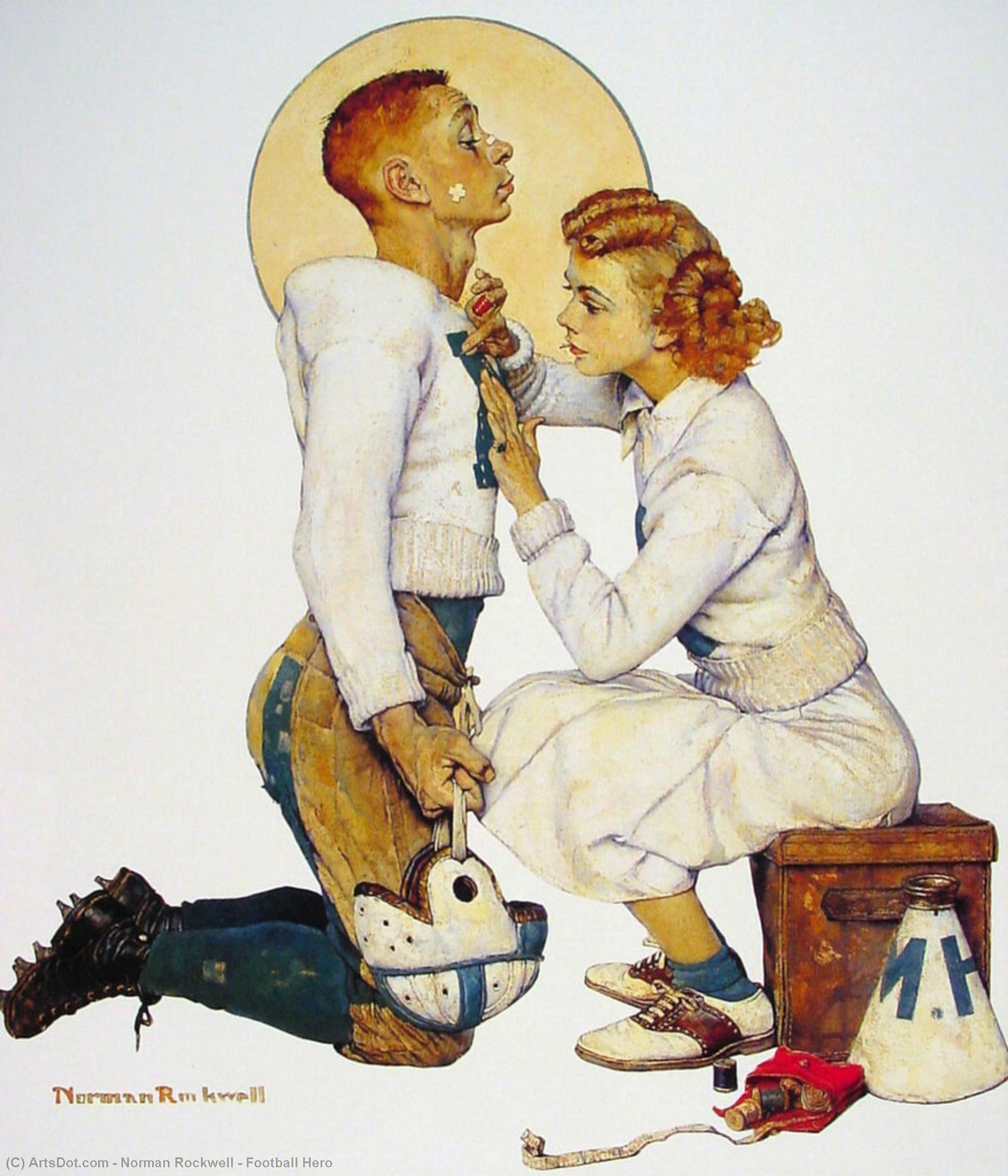 Order Oil Painting Replica Football Hero, 1955 by Norman Rockwell (Inspired By) (1894-1978, United States) | ArtsDot.com