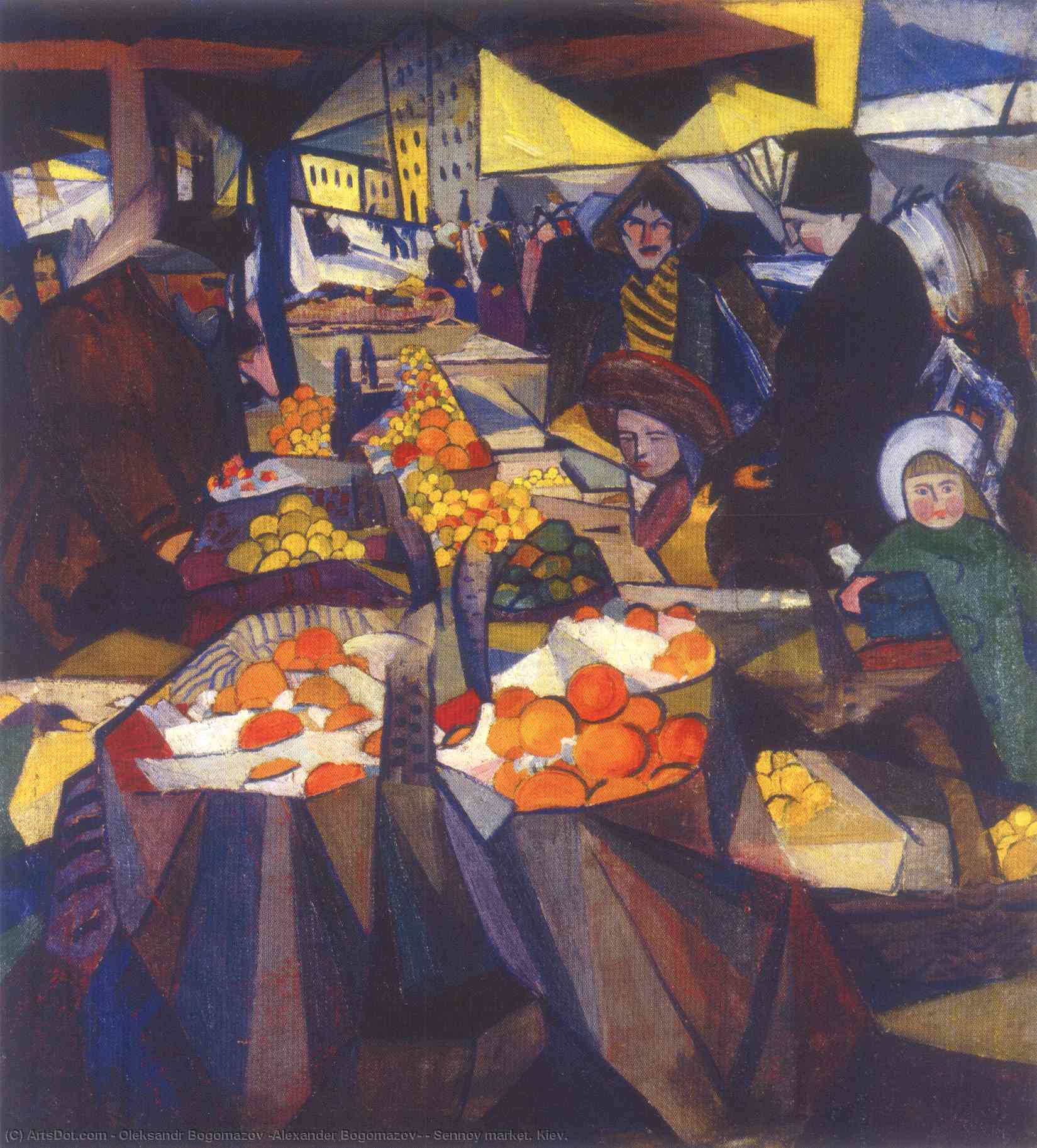 Buy Museum Art Reproductions Sennoy market. Kiev., 1914 by Oleksandr Bogomazov (Alexander Bogomazov) (1880-1930, Ukraine) | ArtsDot.com