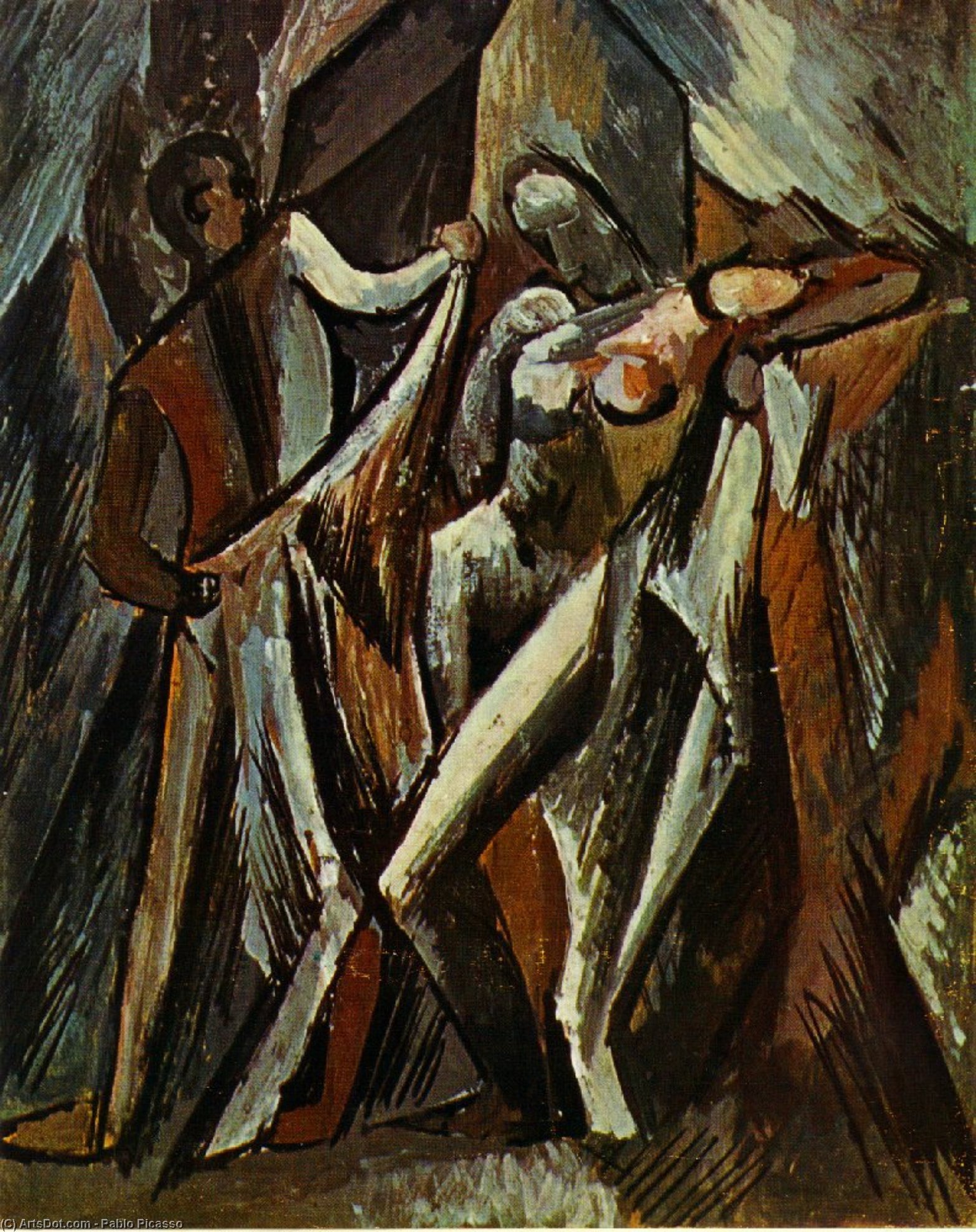 Order Oil Painting Replica Bathers Drying Themselves, 1909 by Pablo Picasso (Inspired By) (1881-1973, Spain) | ArtsDot.com