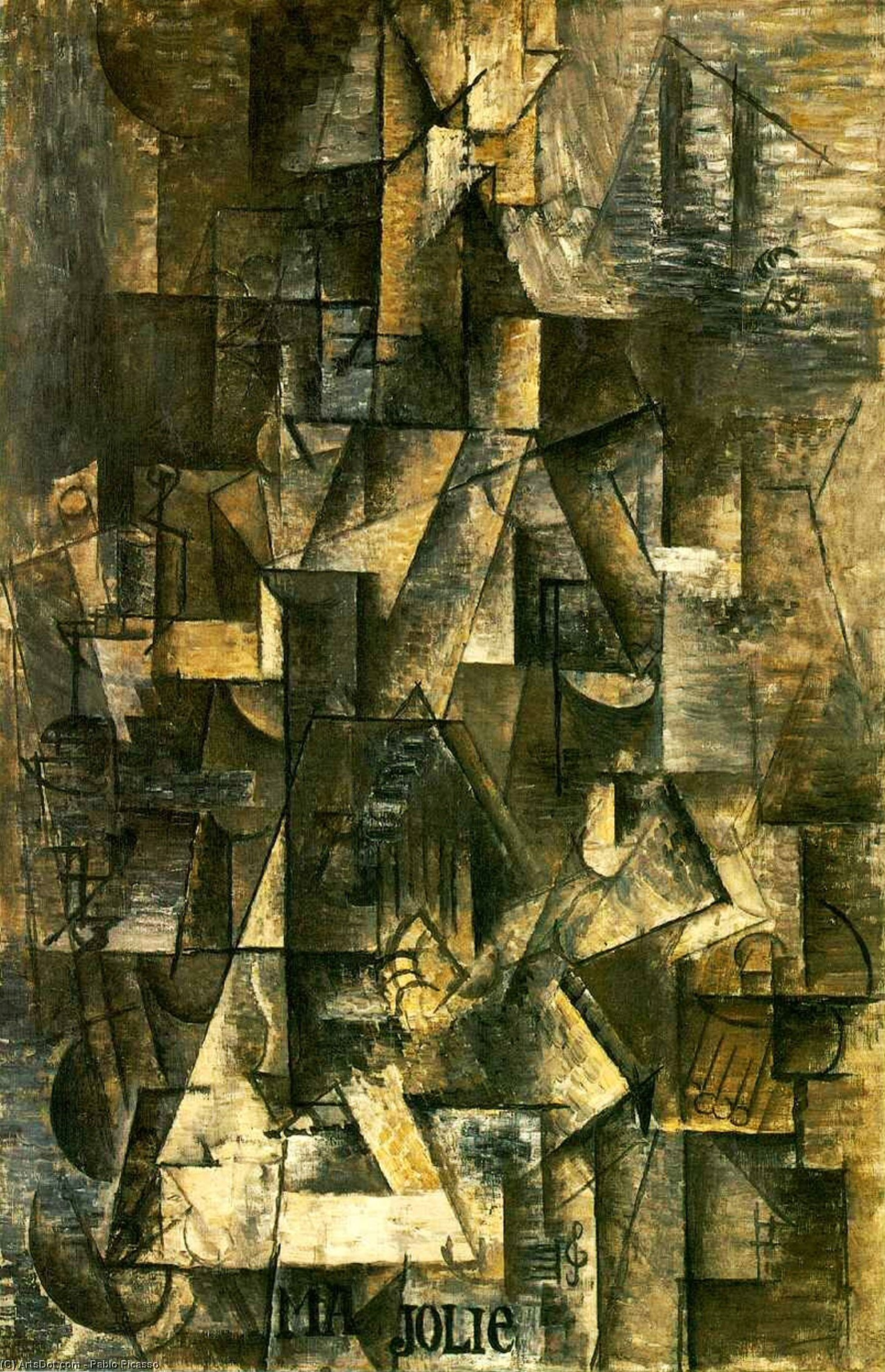 Order Oil Painting Replica My beautiful (Woman with guitar), 1912 by Pablo Picasso (Inspired By) (1881-1973, Spain) | ArtsDot.com