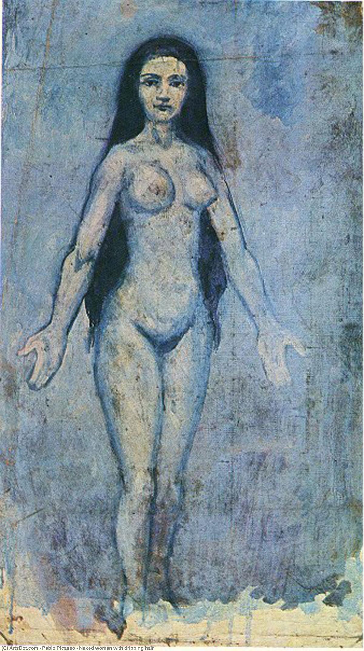 Order Oil Painting Replica Naked woman with dripping hair, 1902 by Pablo Picasso (Inspired By) (1881-1973, Spain) | ArtsDot.com