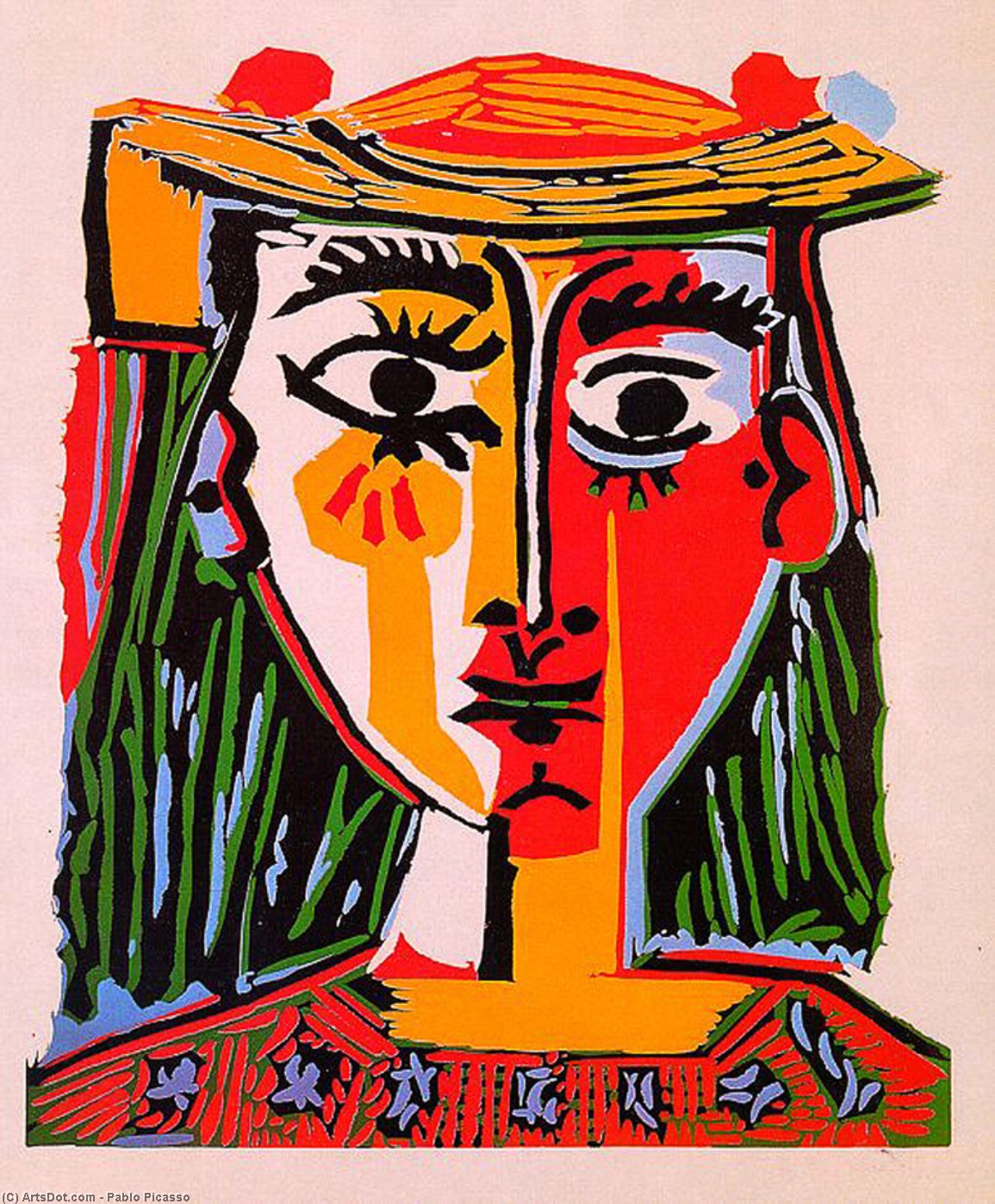 Order Oil Painting Replica Woman with hat, 1962 by Pablo Picasso (Inspired By) (1881-1973, Spain) | ArtsDot.com