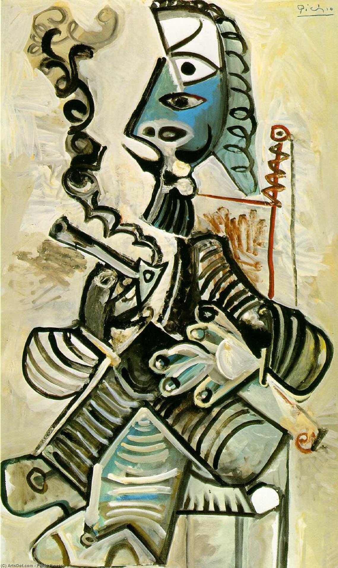 Order Paintings Reproductions Man with pipe, 1968 by Pablo Picasso (Inspired By) (1881-1973, Spain) | ArtsDot.com