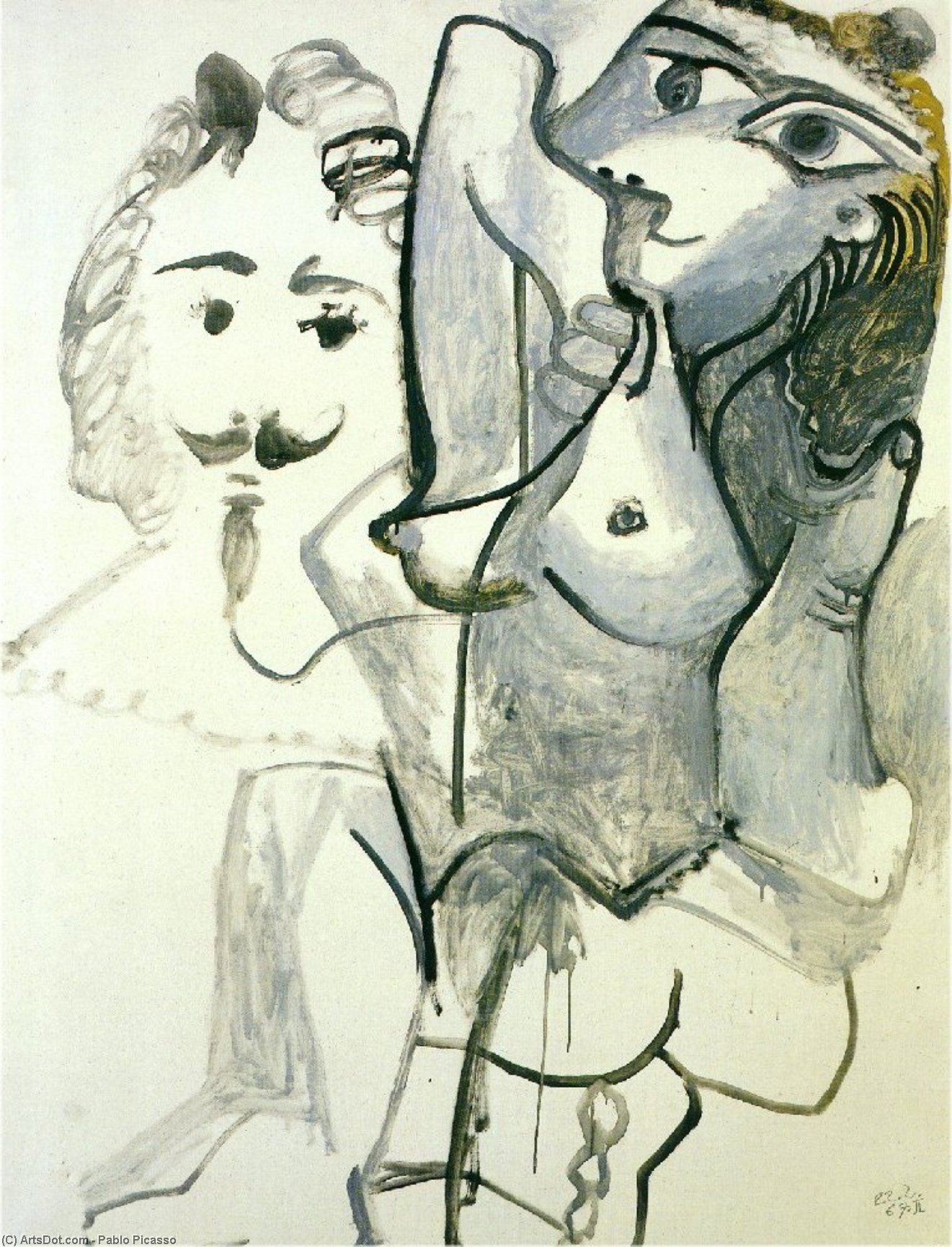 Order Art Reproductions Female nude with man`s head, 1967 by Pablo Picasso (Inspired By) (1881-1973, Spain) | ArtsDot.com