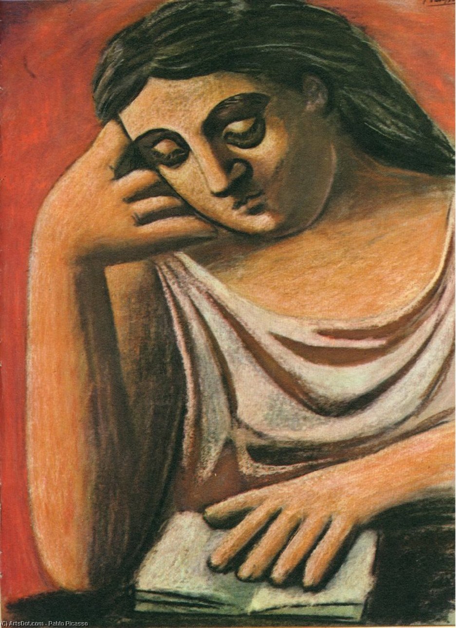 Order Oil Painting Replica Reading, 1921 by Pablo Picasso (Inspired By) (1881-1973, Spain) | ArtsDot.com